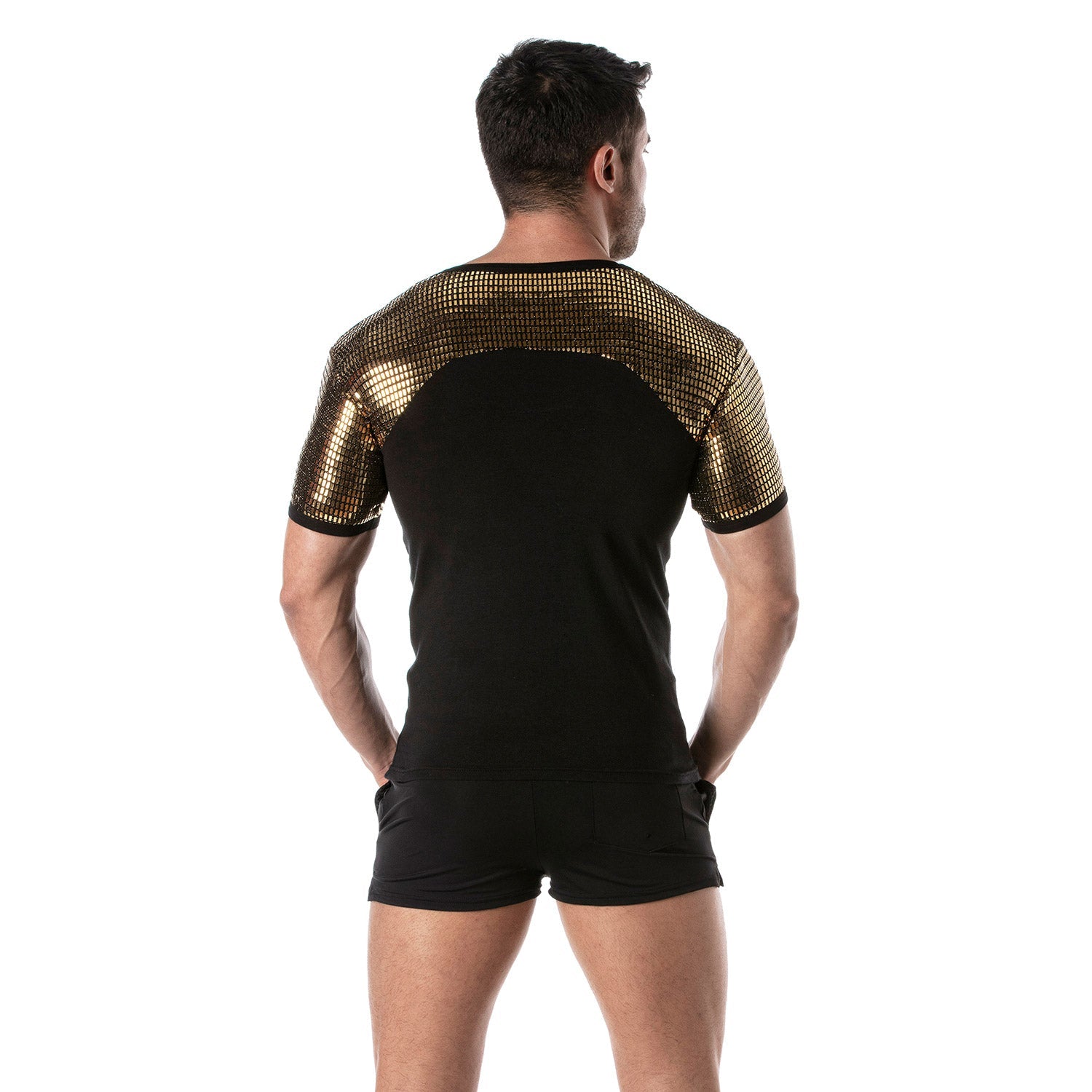 Goldenes Glitzer - T-Shirt für Männer – Provokante Clubwear, Fetish Wear & Pariser Handwerkskunst - TOF Paris - Shop Deutschland Noodosz