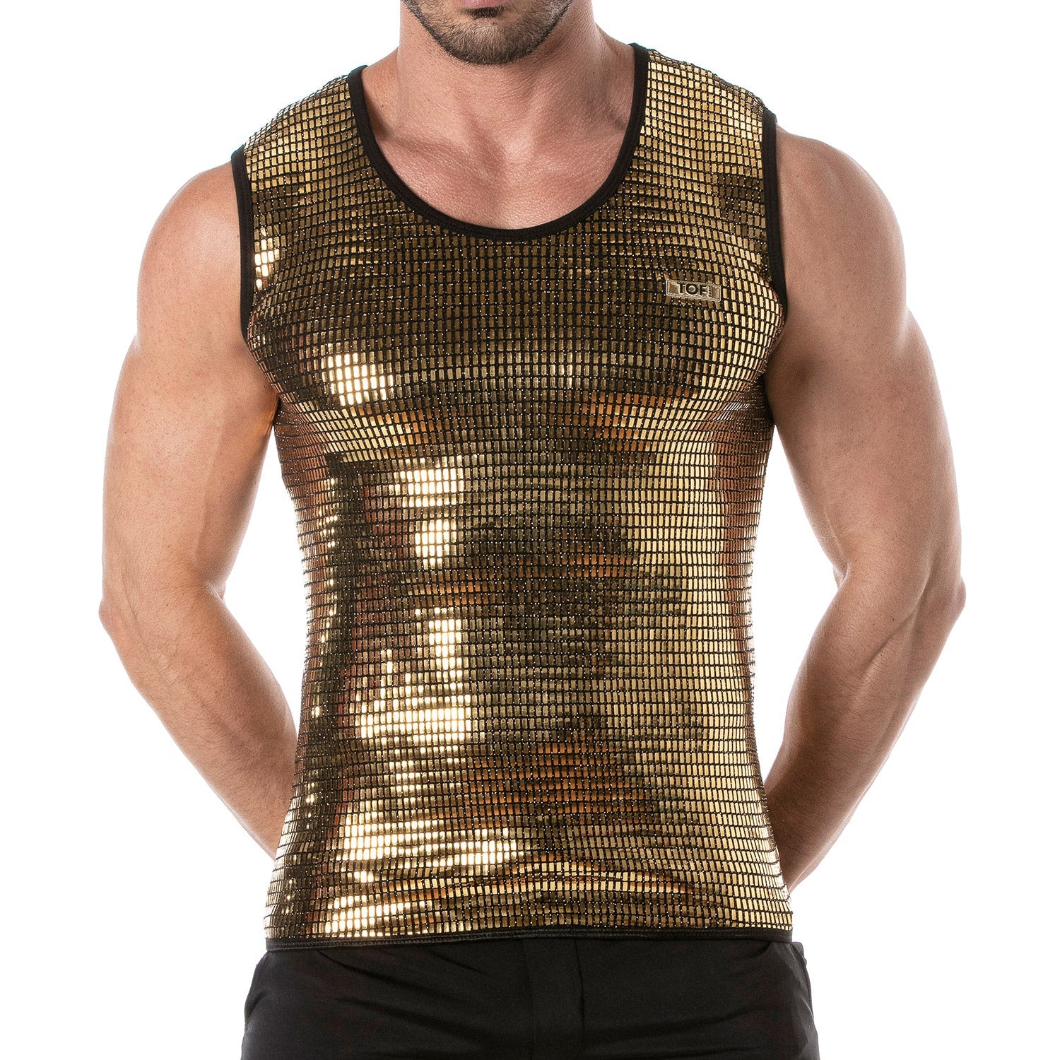 Goldenes Glitzer - Tanktop für Männer - TOF Paris - Shop Deutschland Noodosz