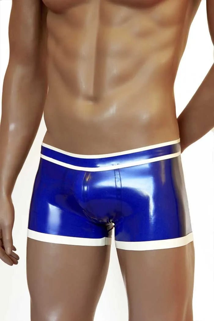 Herren blaue Latex Hot Shorts – körpernahe Gummi Shorts - noodosz - FlowNight -