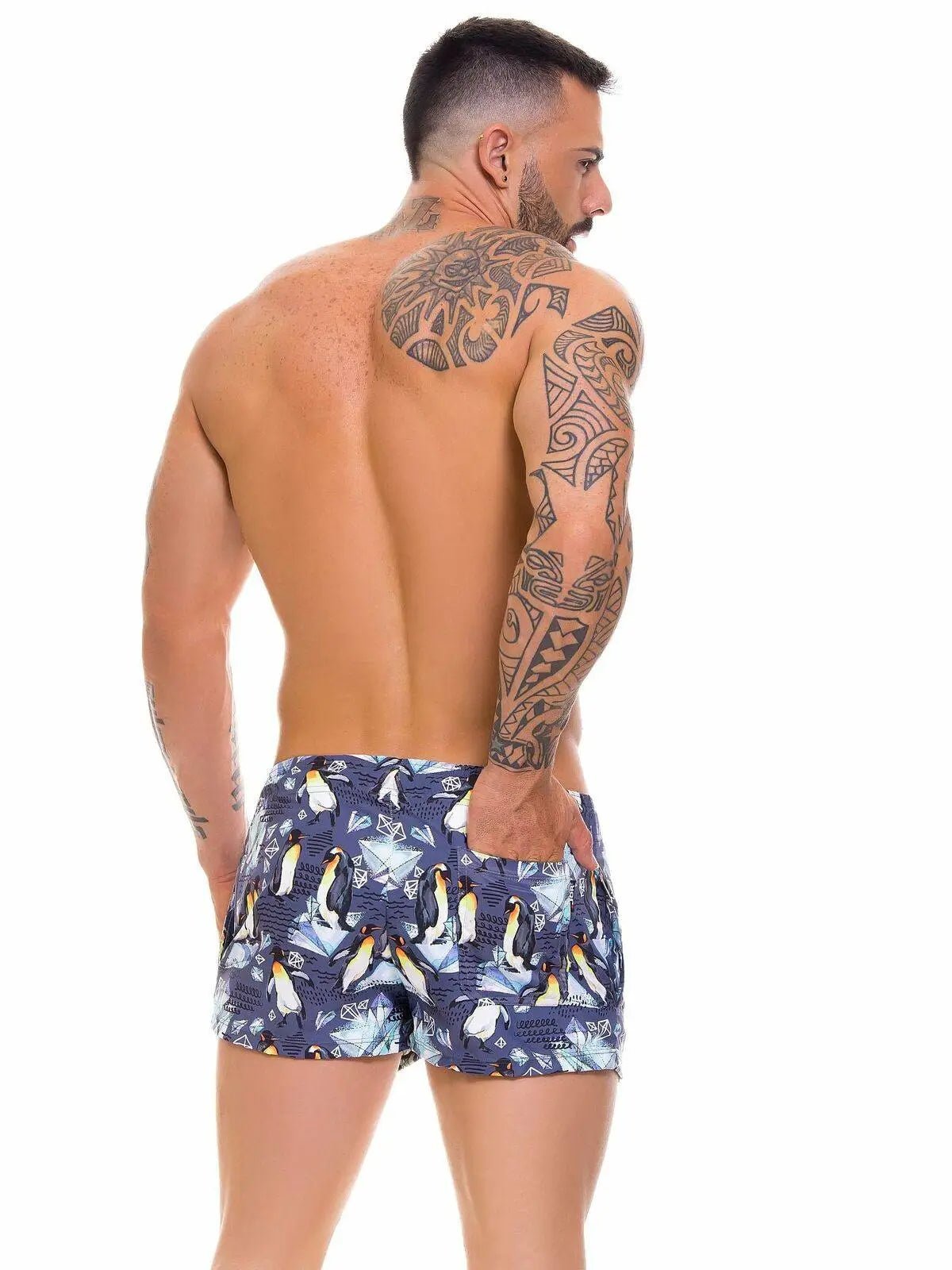 JOR 0667 SOUTH Herren kurze Badeshorts Badehose Motiv bedruckt bunt Surfershort - noodosz