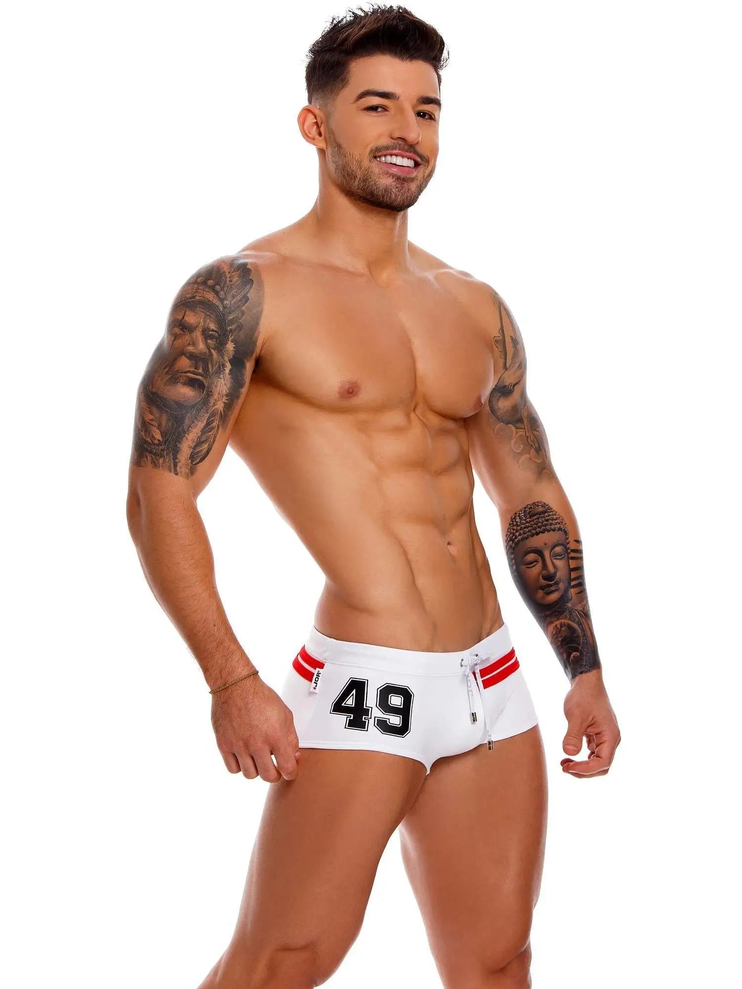 JOR 1148 RANGERS Herren Badehose Badeslip Schwimmhose Streifen Neon - noodosz