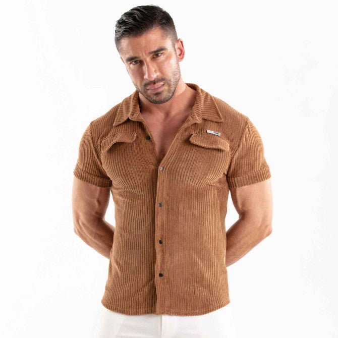 Knitted Corduroy Shirt Camel - TOF Paris - Shop Deutschland Noodosz