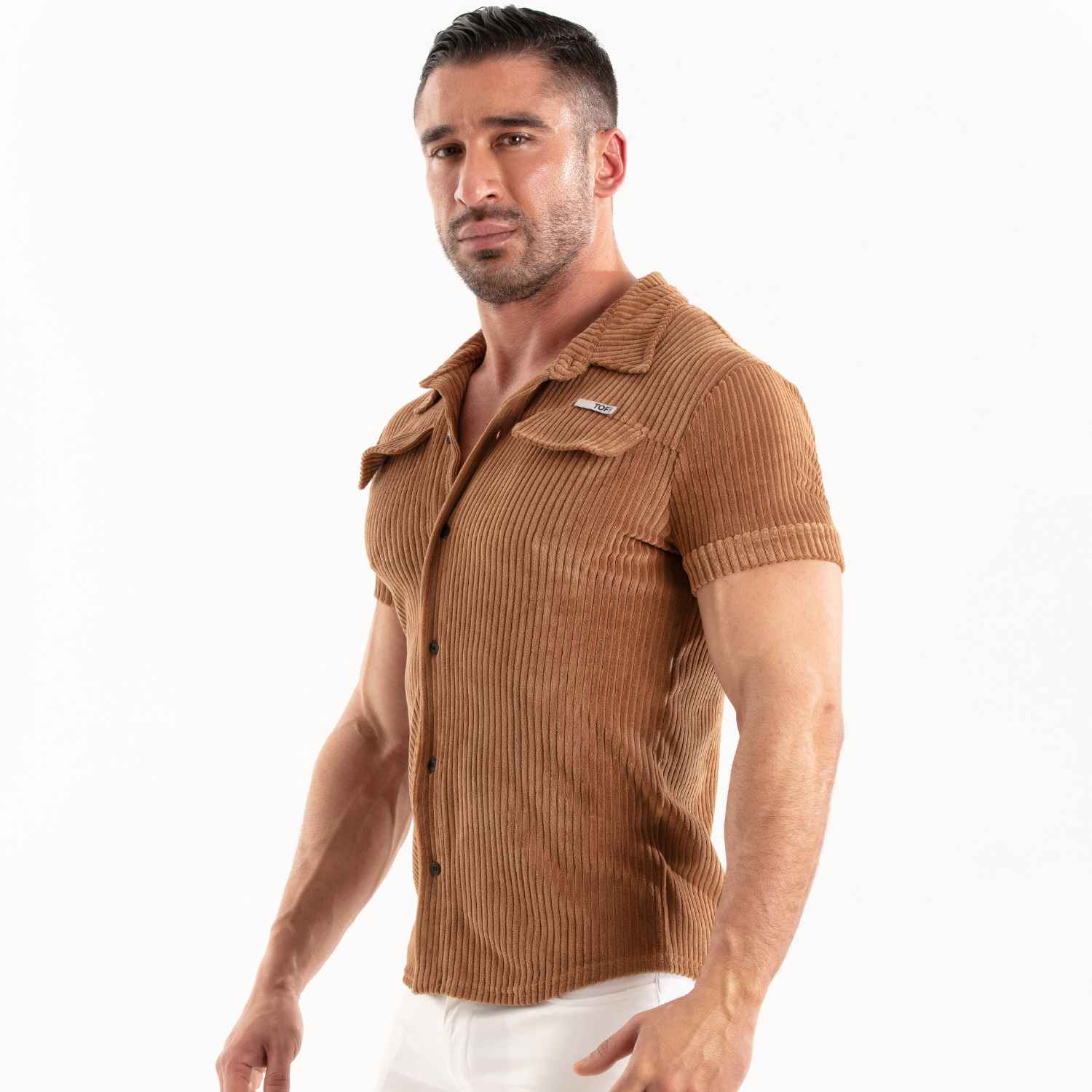 Knitted Corduroy Shirt Camel - TOF Paris - Shop Deutschland Noodosz