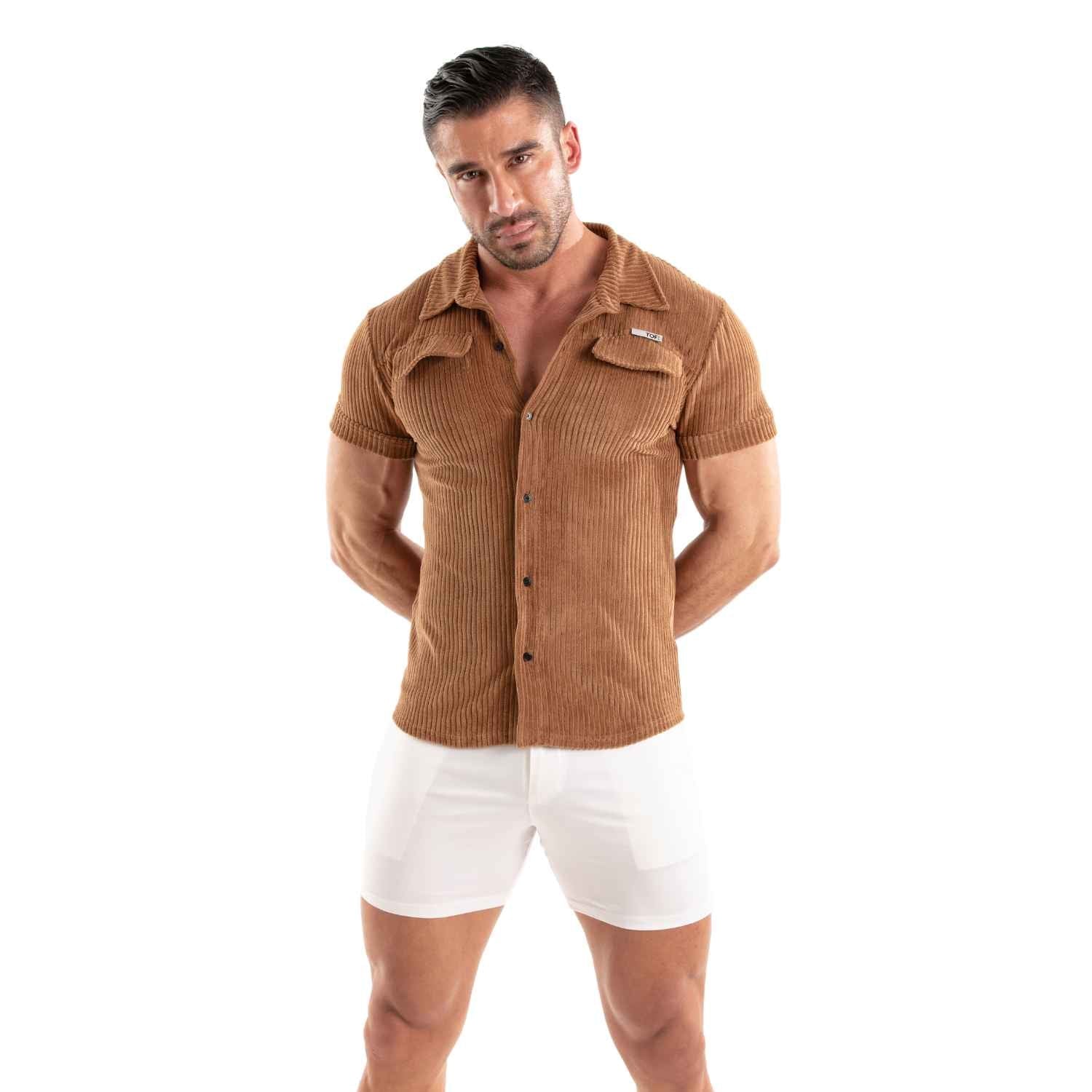 Knitted Corduroy Shirt Camel - TOF Paris - Shop Deutschland Noodosz