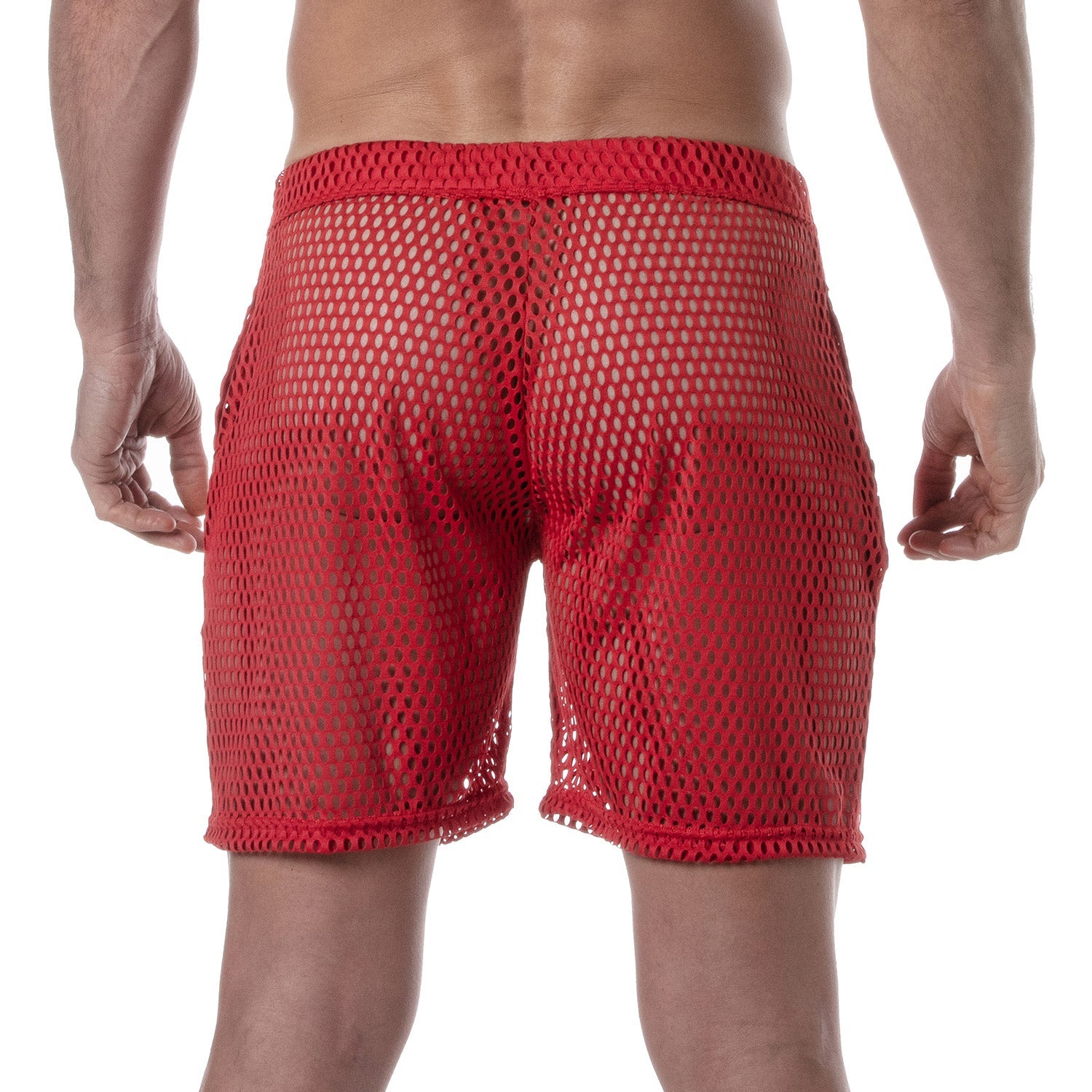 Kurze Sporthose aus transparentem Mesh – Rot - TOF Paris - Shop Deutschland Noodosz
