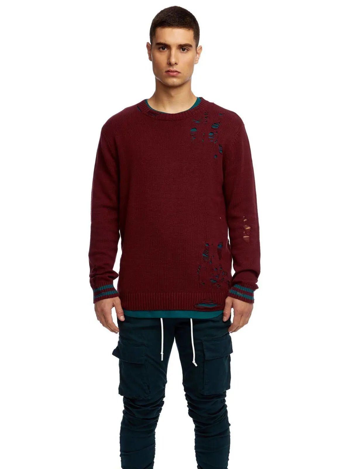 KUWALLA DESTROYED KNIT Sweater Strickpulli Langarm - noodosz KUWALLA DESTROYED KNIT Sweater Strickpulli Langarm, Gr. XL Kuwalla Kleidung & Accessoires:Herrenmode:Pullover & Strick nudosz.myshopify.com