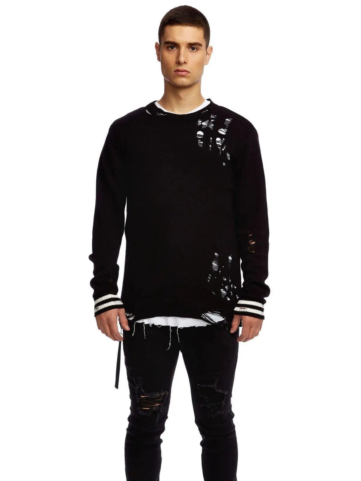 KUWALLA DESTROYED KNIT Sweater Strickpulli Langarm - noodosz KUWALLA DESTROYED KNIT Sweater Strickpulli Langarm, Gr. XL Kuwalla Kleidung & Accessoires:Herrenmode:Pullover & Strick nudosz.myshopify.com