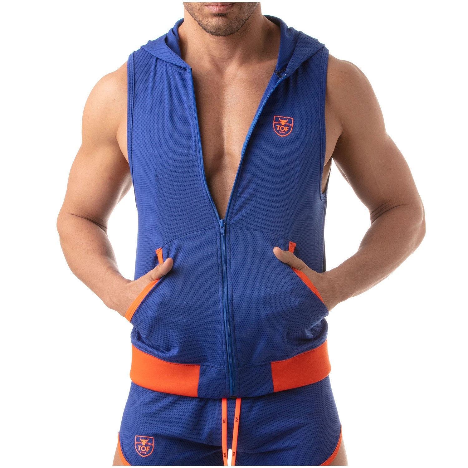 Mesh - ärmelloser Hoodie - Royalblau - TOF Paris - Shop Deutschland Noodosz
