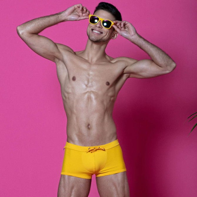 Einfarbige Badehose, Badeboxer – Gelb - TOF Paris - Shop Deutschland Noodosz