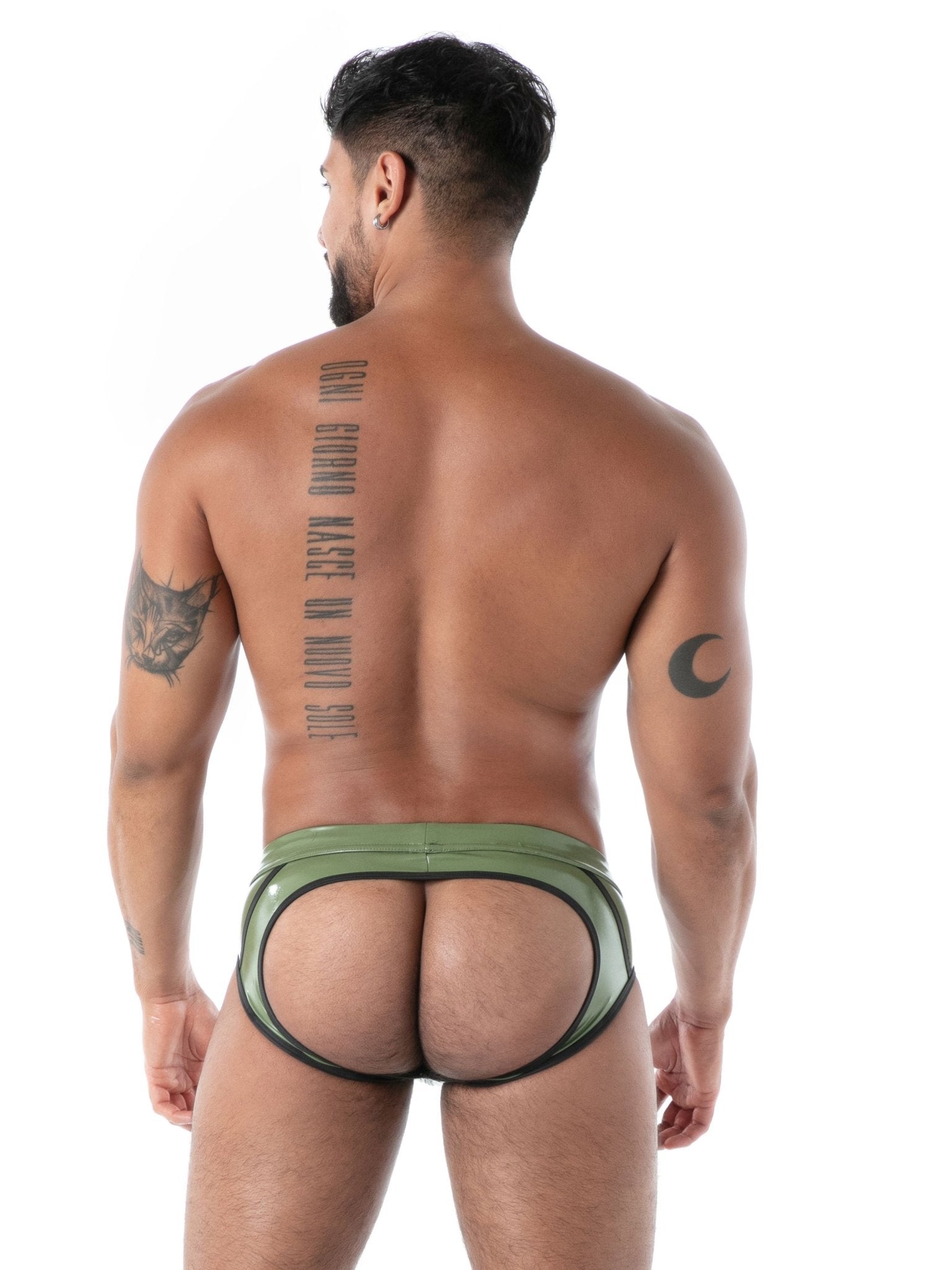 Rückenfreier Slip – Latex „Second Skin“, Khaki - TOF Paris - Shop Deutschland Noodosz