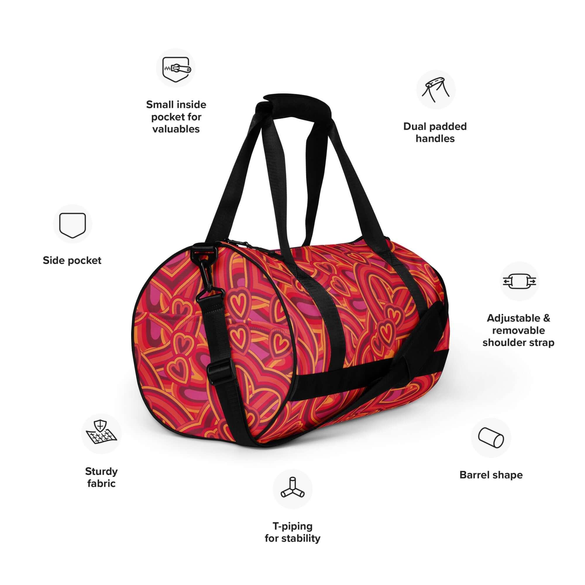 TOV Sporttasche | HEARTS (Rot) - Time Of Vibes - Shop Deutschland Noodosz