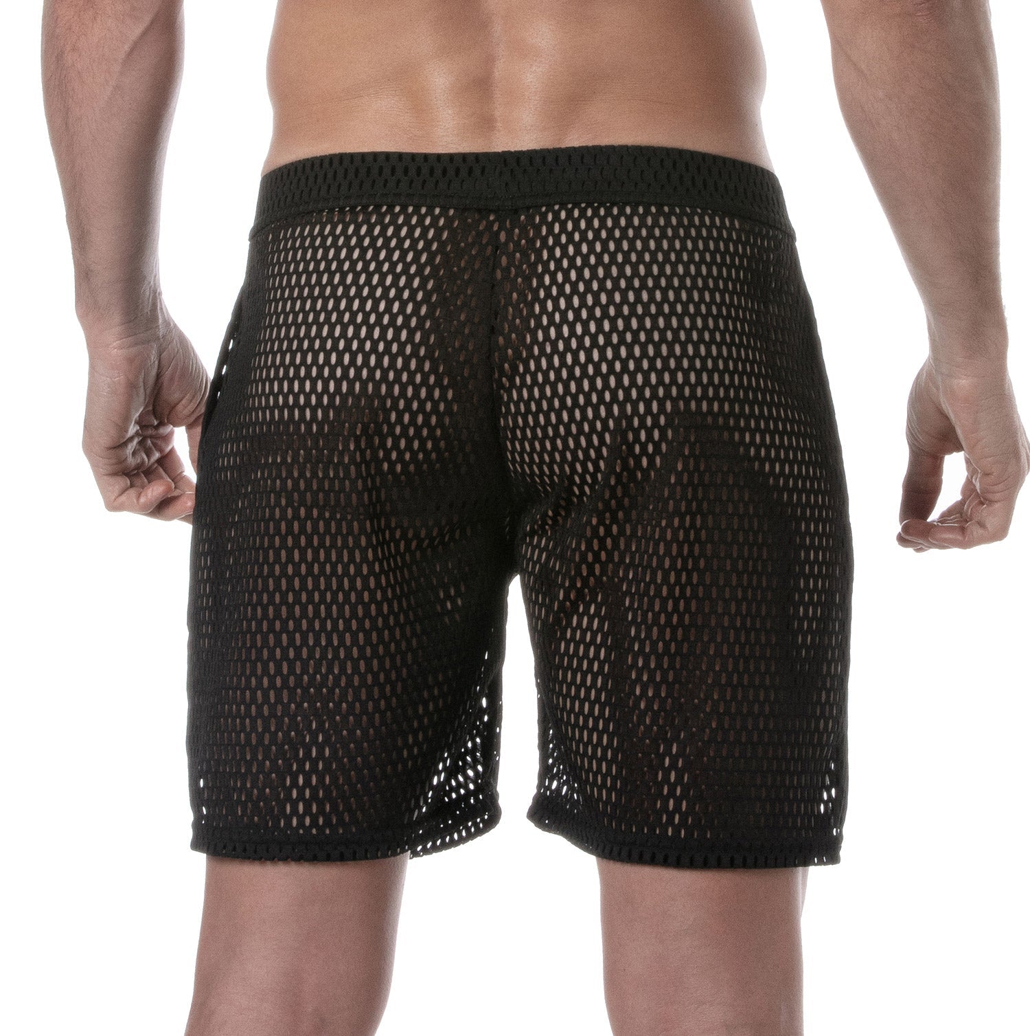 Transparente Long - Shorts — provokant, betont die maskuline Silhouette | Pariser Handwerkskunst · Fetish Wear · Clubwear · Designer Underwear — Schwarz - TOF Paris - Shop Deutschland Noodosz