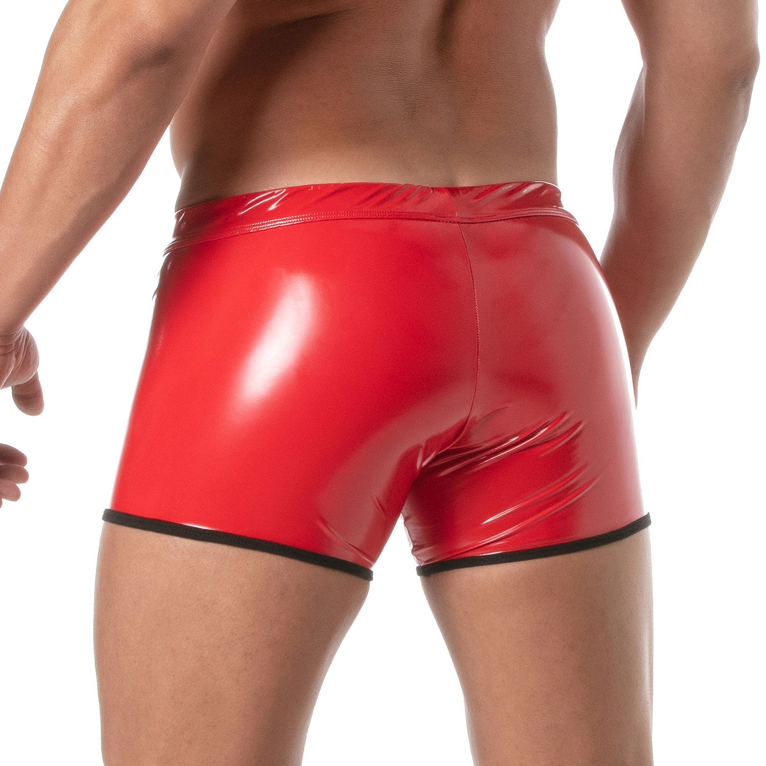 Vinyl - Boxer mit Push - Up - Effekt und Reißverschluss — Rot - TOF Paris - Shop Deutschland Noodosz