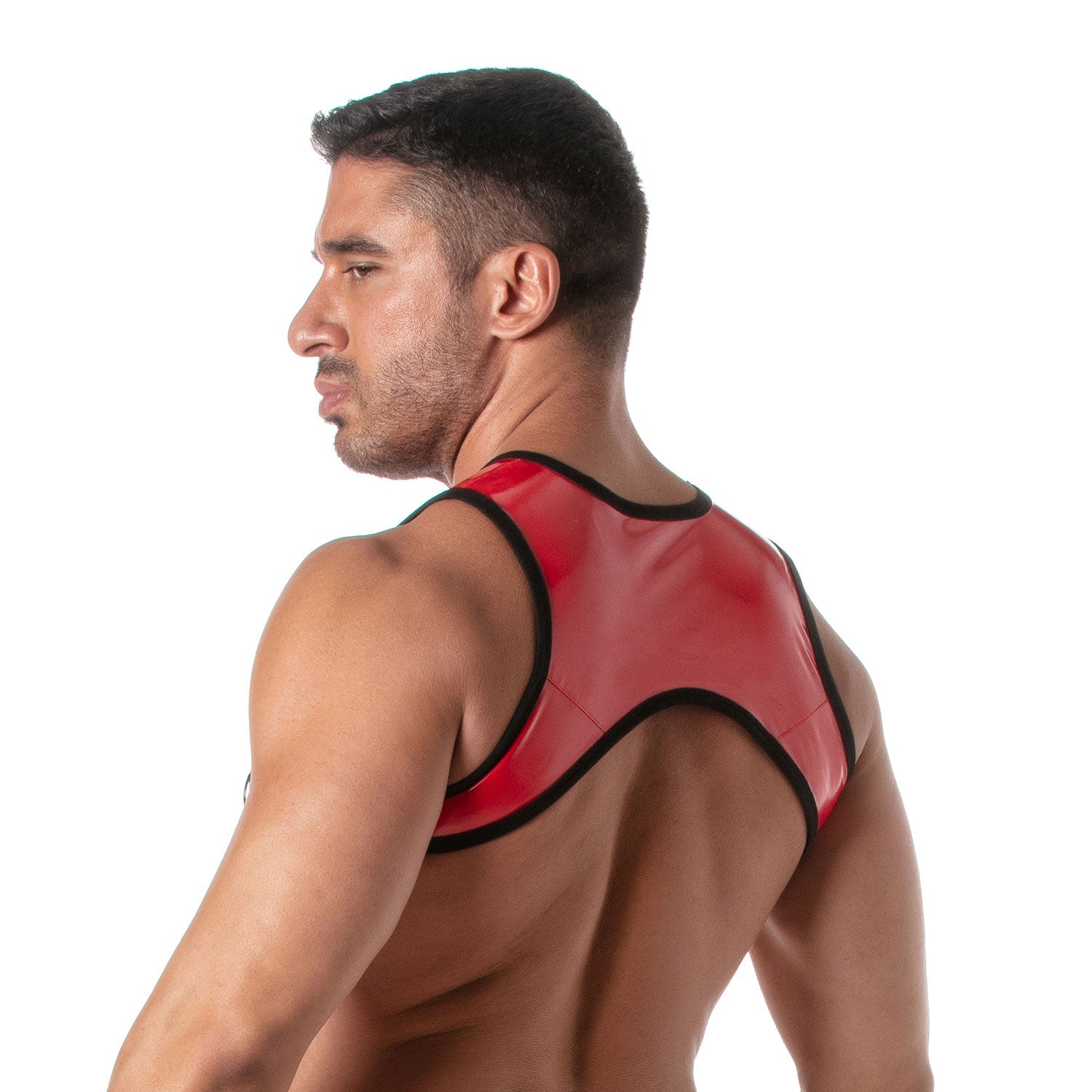 Vinyl - Harness mit Front - Reißverschluss – Rot - TOF Paris - Shop Deutschland Noodosz