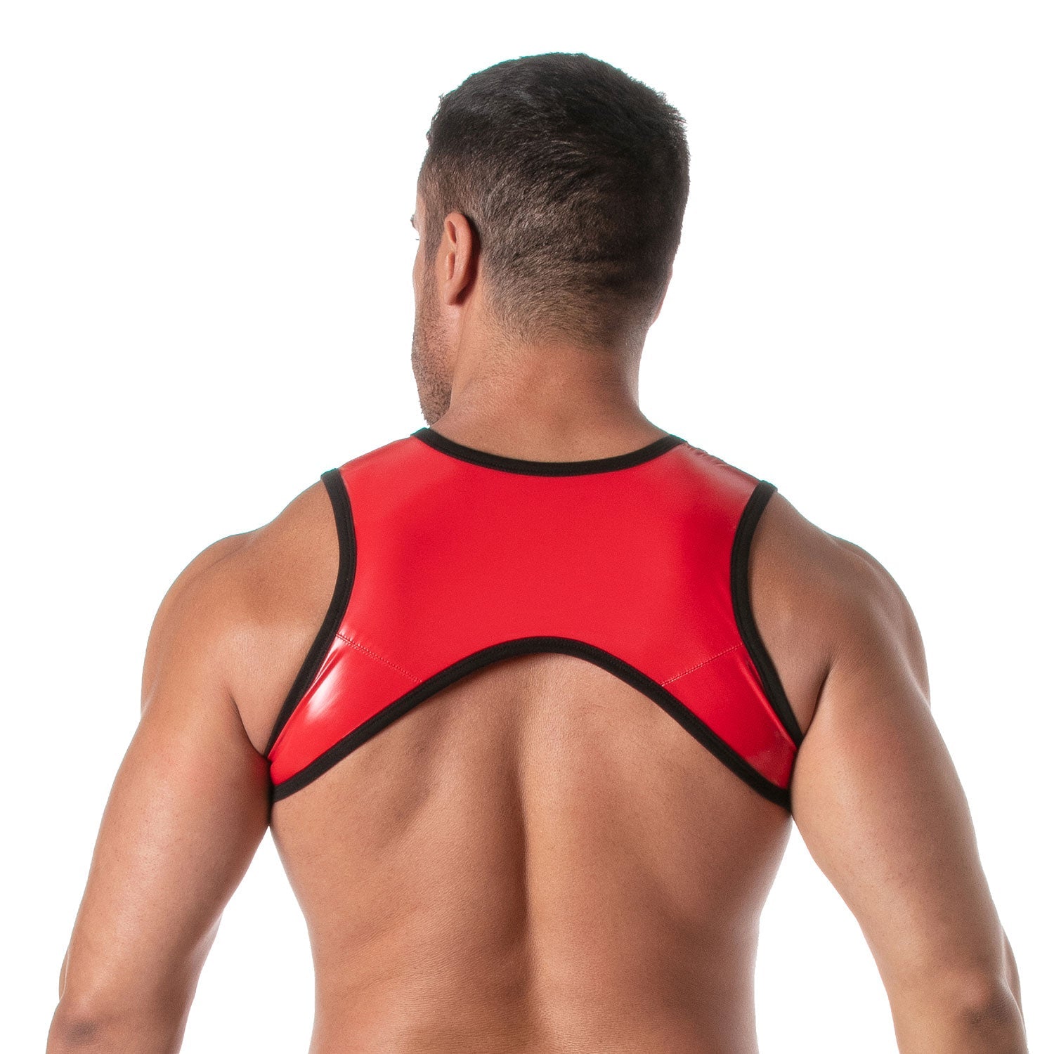 Vinyl - Harness mit Front - Reißverschluss – Rot - TOF Paris - Shop Deutschland Noodosz