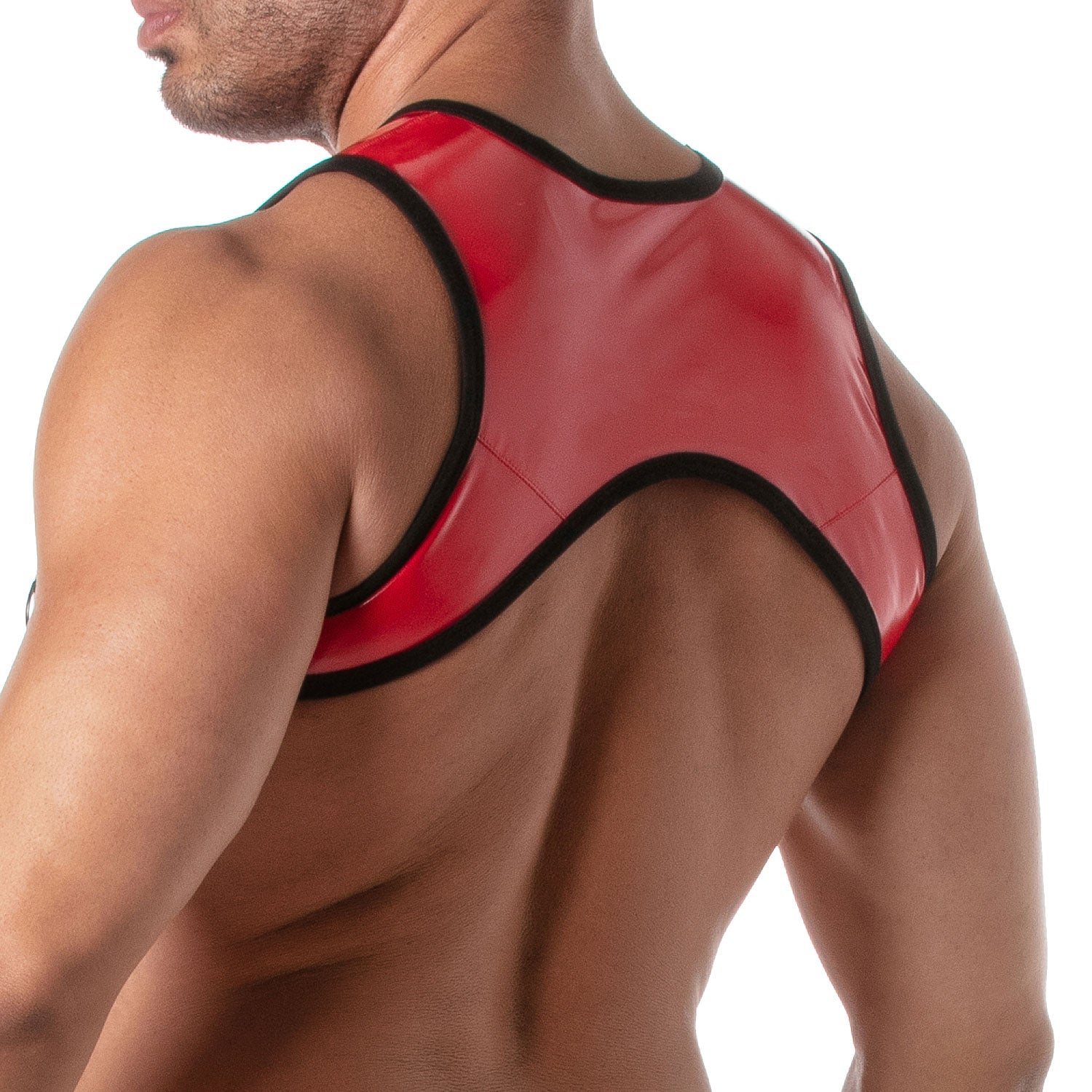 Vinyl - Harness mit Front - Reißverschluss – Rot - TOF Paris - Shop Deutschland Noodosz