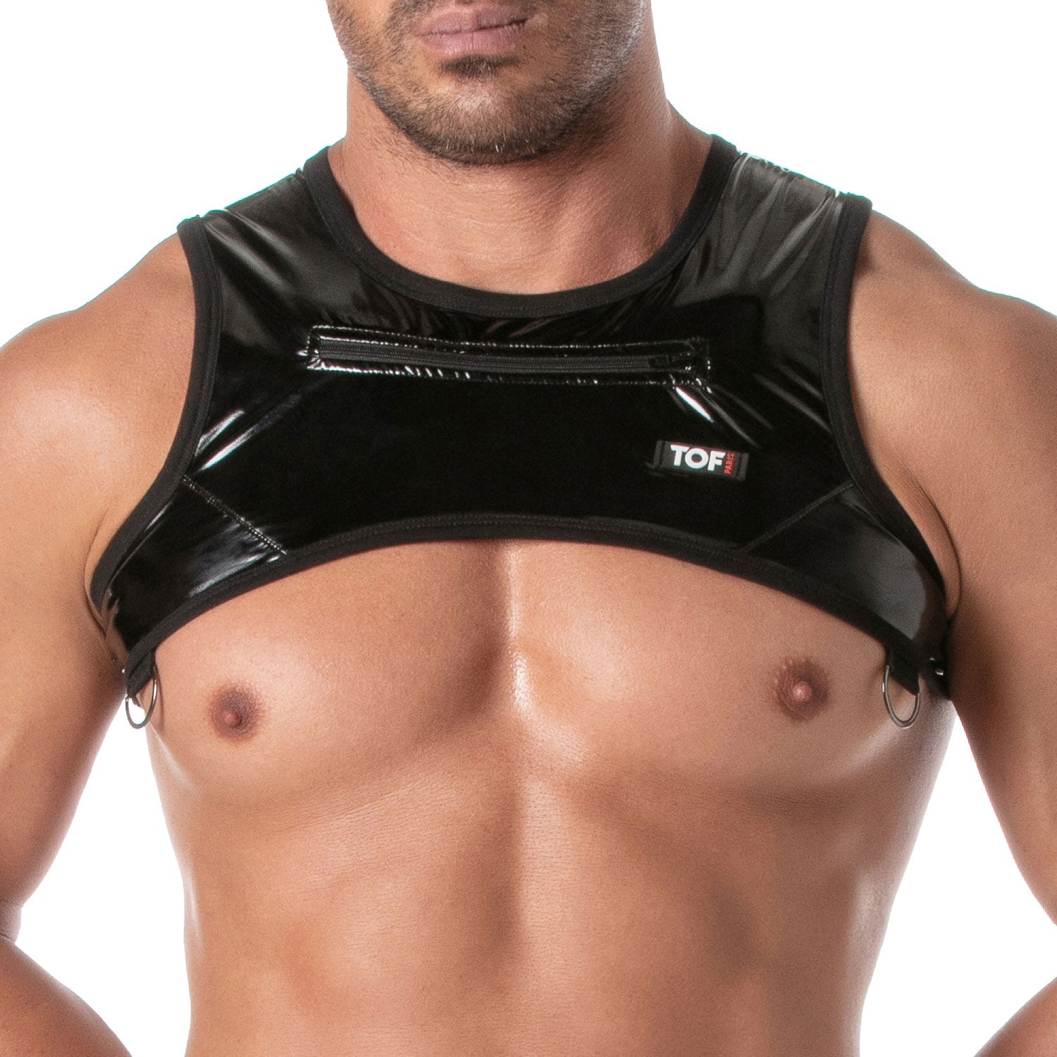 Vinyl - Harness mit Reißverschluss – Schwarz - TOF Paris - Shop Deutschland Noodosz