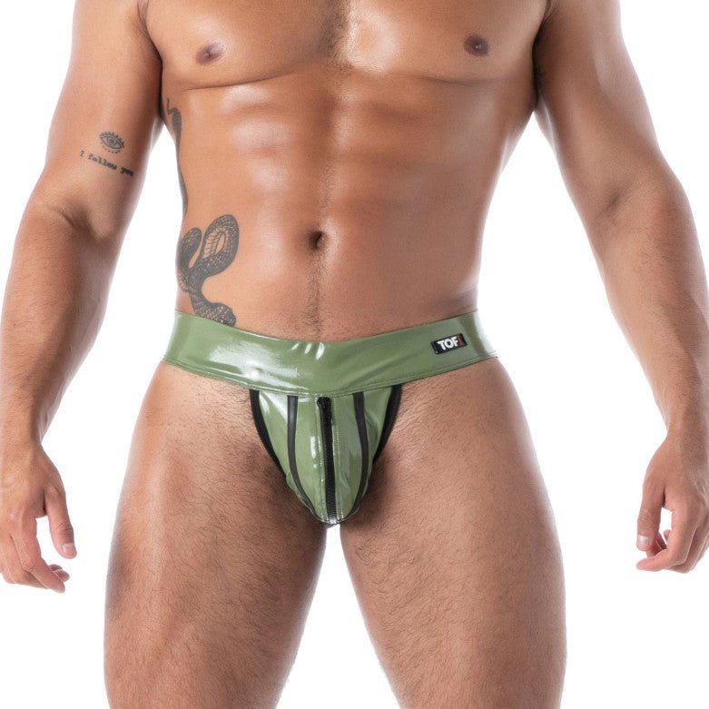 Zipped Jock Latex Second Skin Khaki - noodosz - TOF Paris -