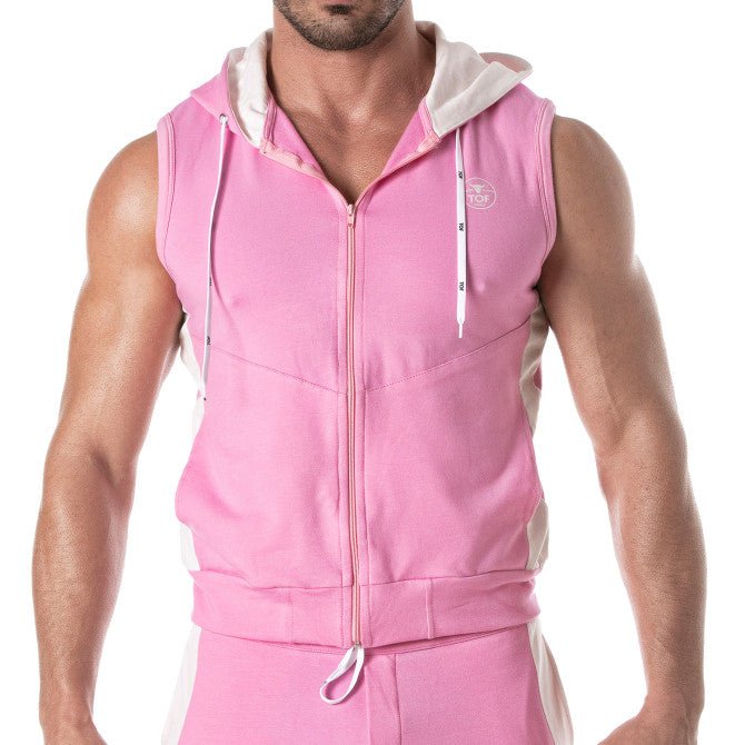 Ärmelloser Hoodie mit Reißverschluss – Pink - TOF Paris - Shop Deutschland Noodosz