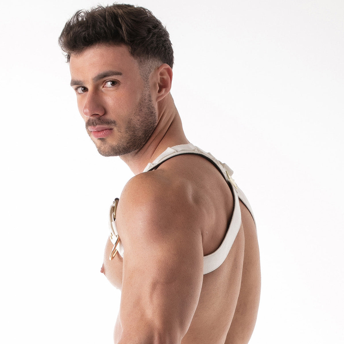 Combat Fetish-Harness Weiß-3