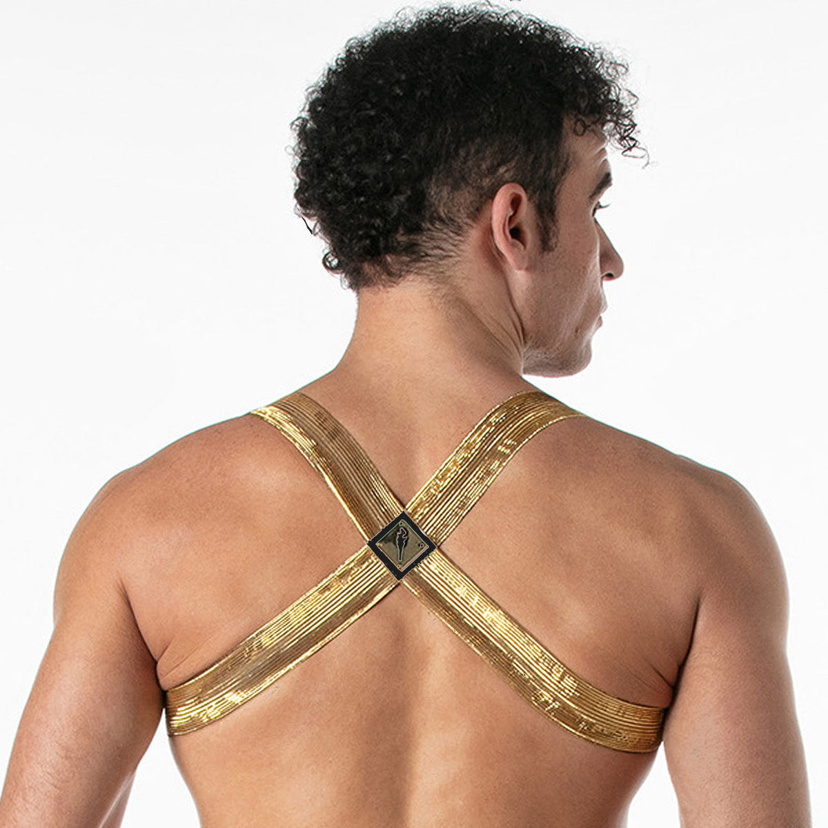 Metallischer Gurt, Schwarz-Gold-1