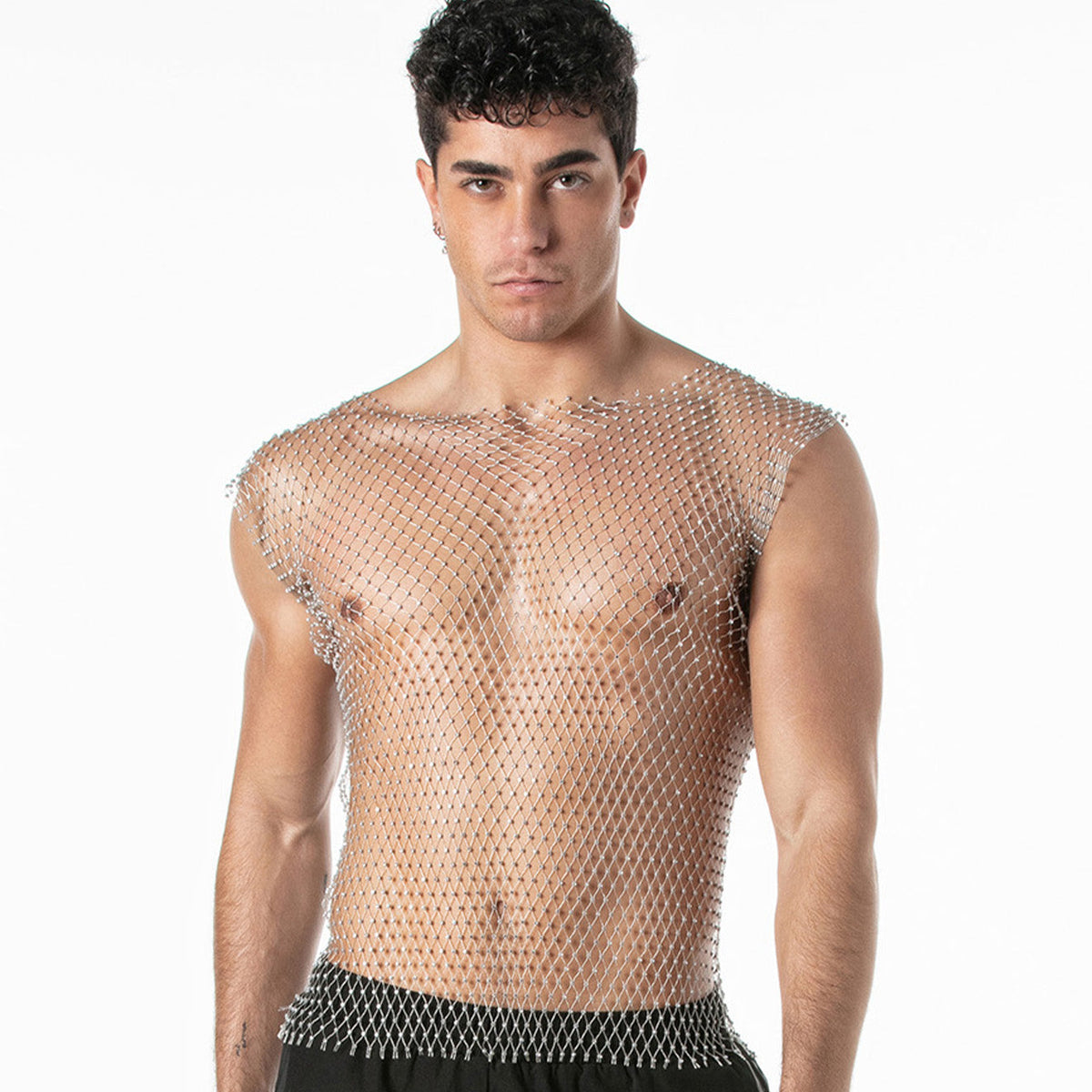 Mesh-Party-Tanktop Silber-0