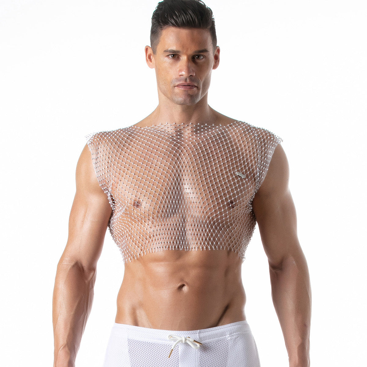 Mesh-Party-Tanktop Weiß-0