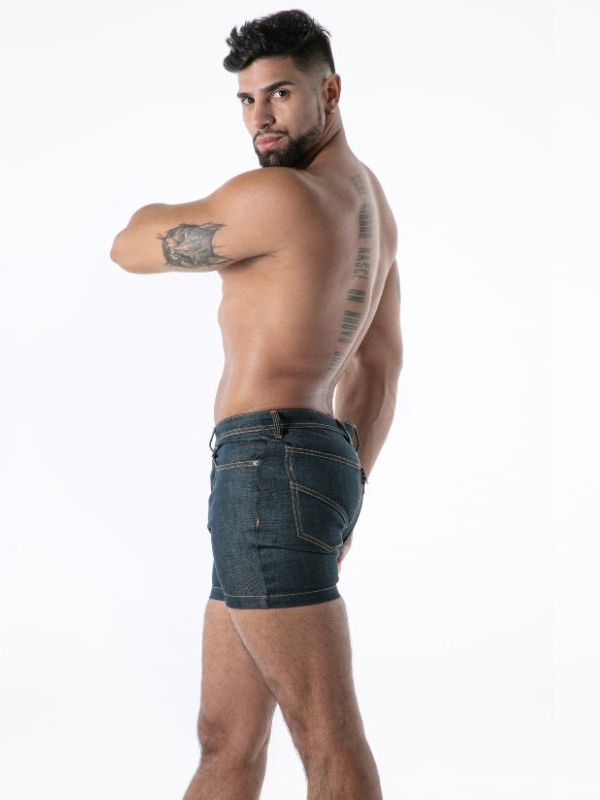 Raw Denim Full-Zip Shorts