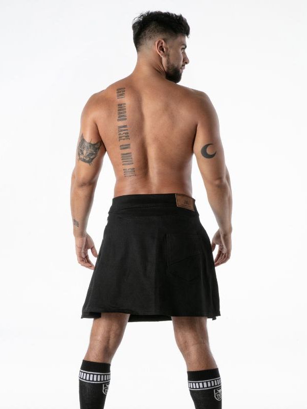Raw Denim Zip Kilt Black, Jeans Rocks