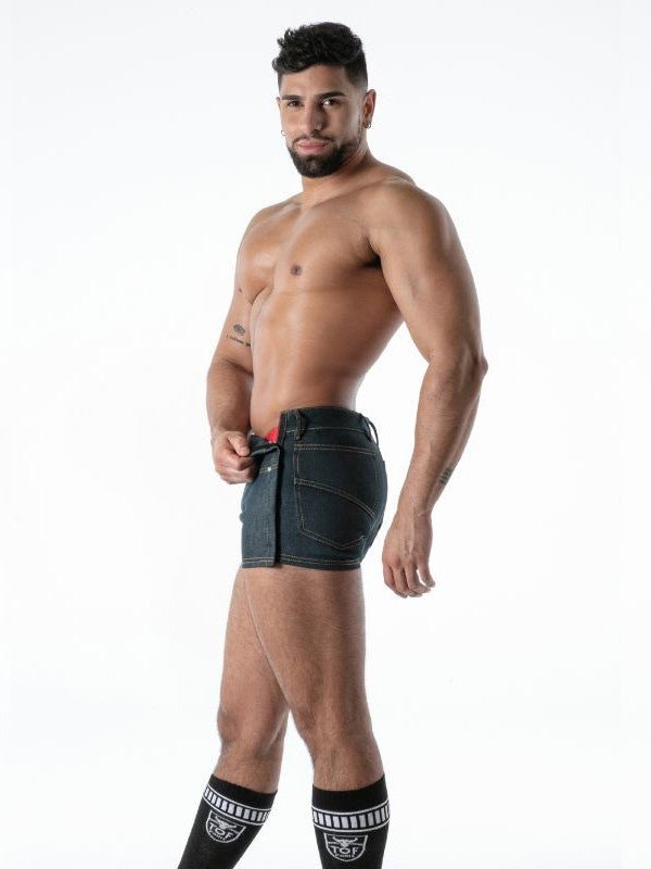 Raw Denim Tear-Away Shorts, kurze Jeanshose - TOF Paris - Shop Deutschland Noodosz