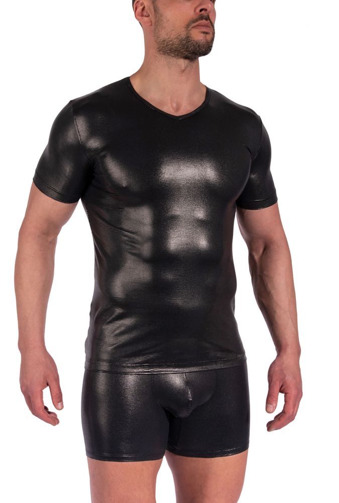 V-Neck Tee M2369 – T-Shirt mit V-Ausschnitt in Schlangenleder-Optik - MANSTORE - Shop Deutschland Noodosz