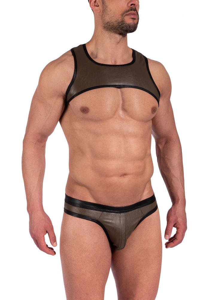 Cropped Top M2370 – bauchfreies Herren-Tanktop in Kunstleder-Optik - MANSTORE - Shop Deutschland Noodosz