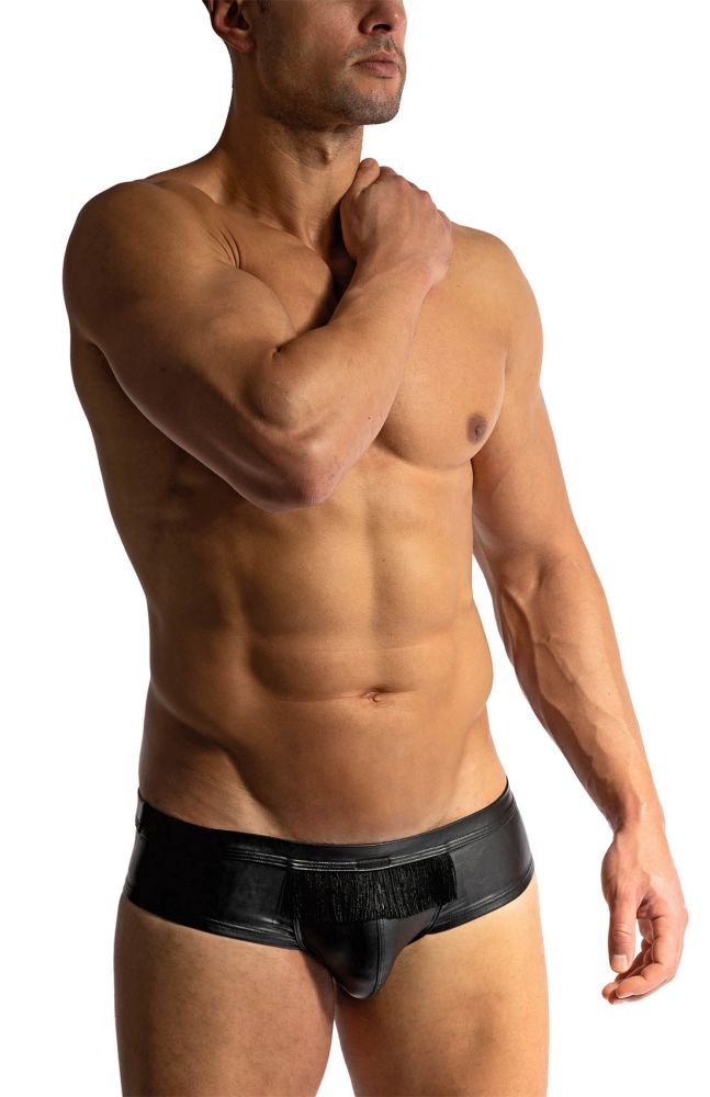 Cheeky Slip M2418 schwarz in Lederoptik mit Fransen - MANSTORE - Shop Deutschland Noodosz