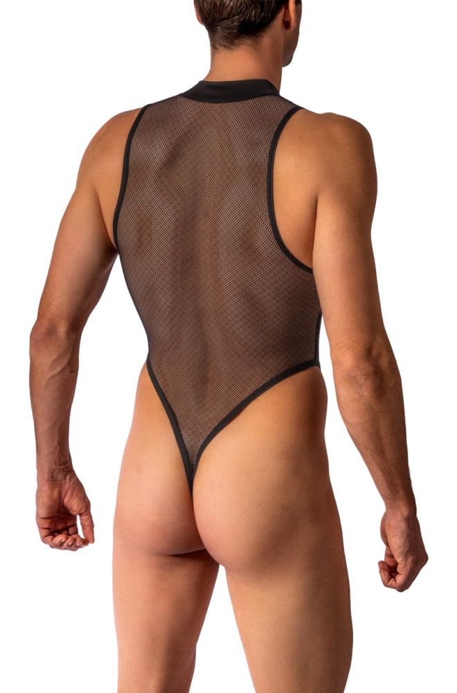 High Neck Body M2424 – Herren-Body schwarz aus transparentem Mesh mit Stehkragen - MANSTORE - Shop Deutschland Noodosz