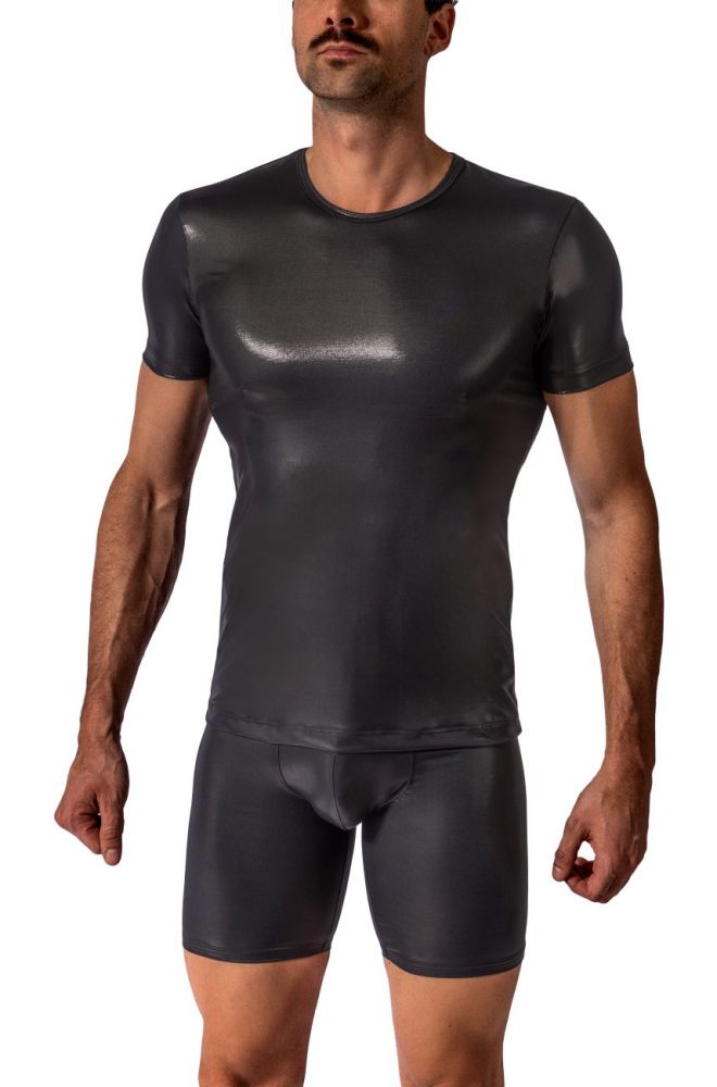 Casual Tee M2614 – Herren-T-Shirt in ultradünner Soft-Lederoptik mit dezentem Glanz - MANSTORE - Shop Deutschland Noodosz