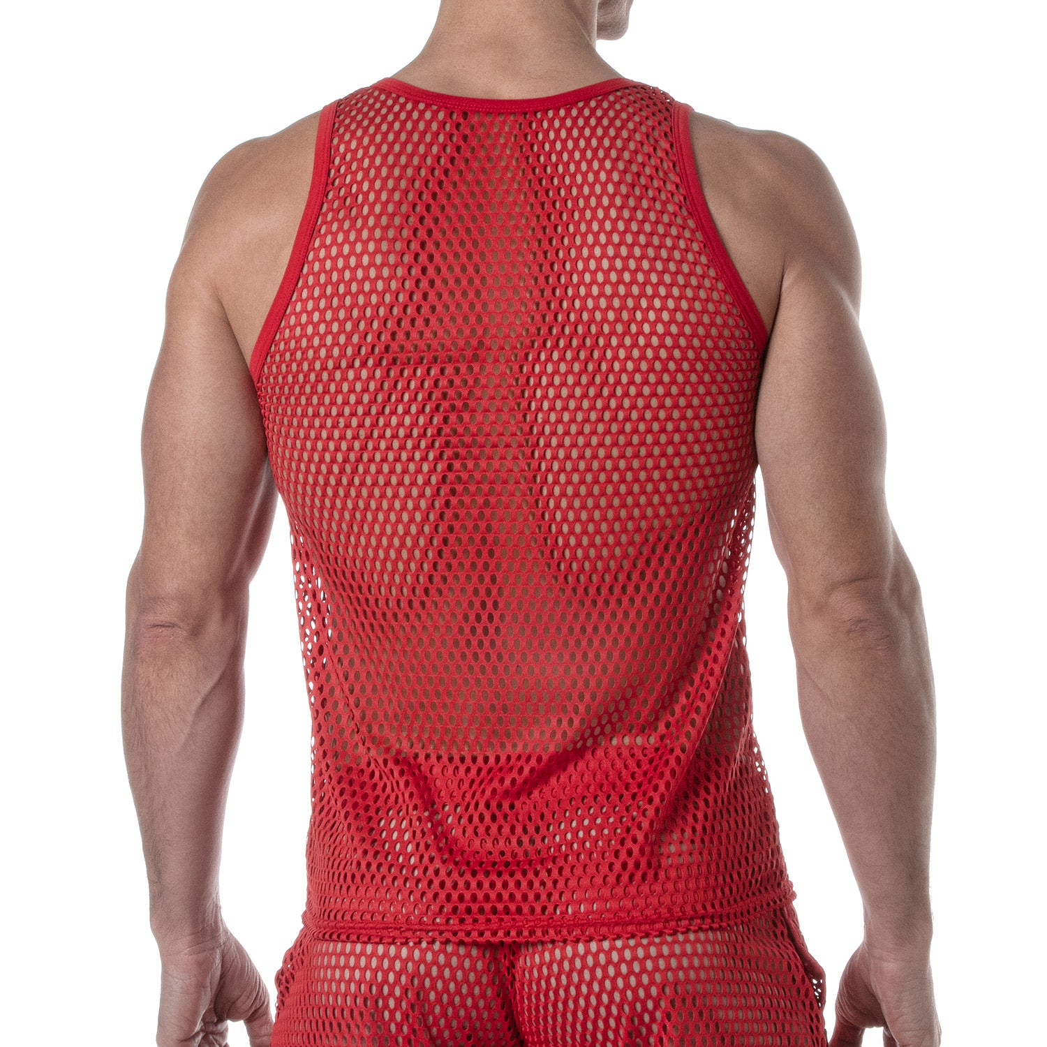 See Through Mesh Tank Top Red