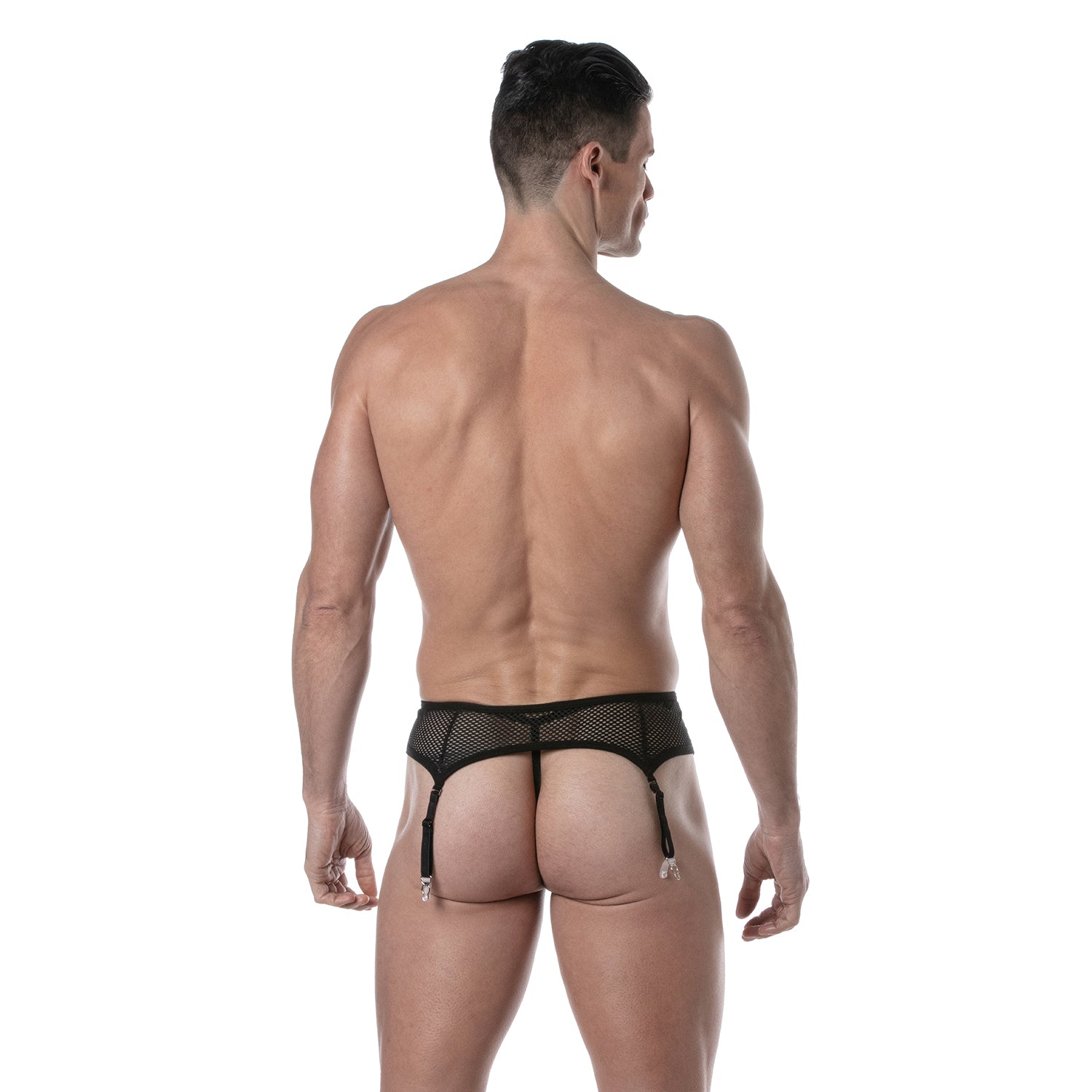 Circuit Fishnet Garter Belt Set Black