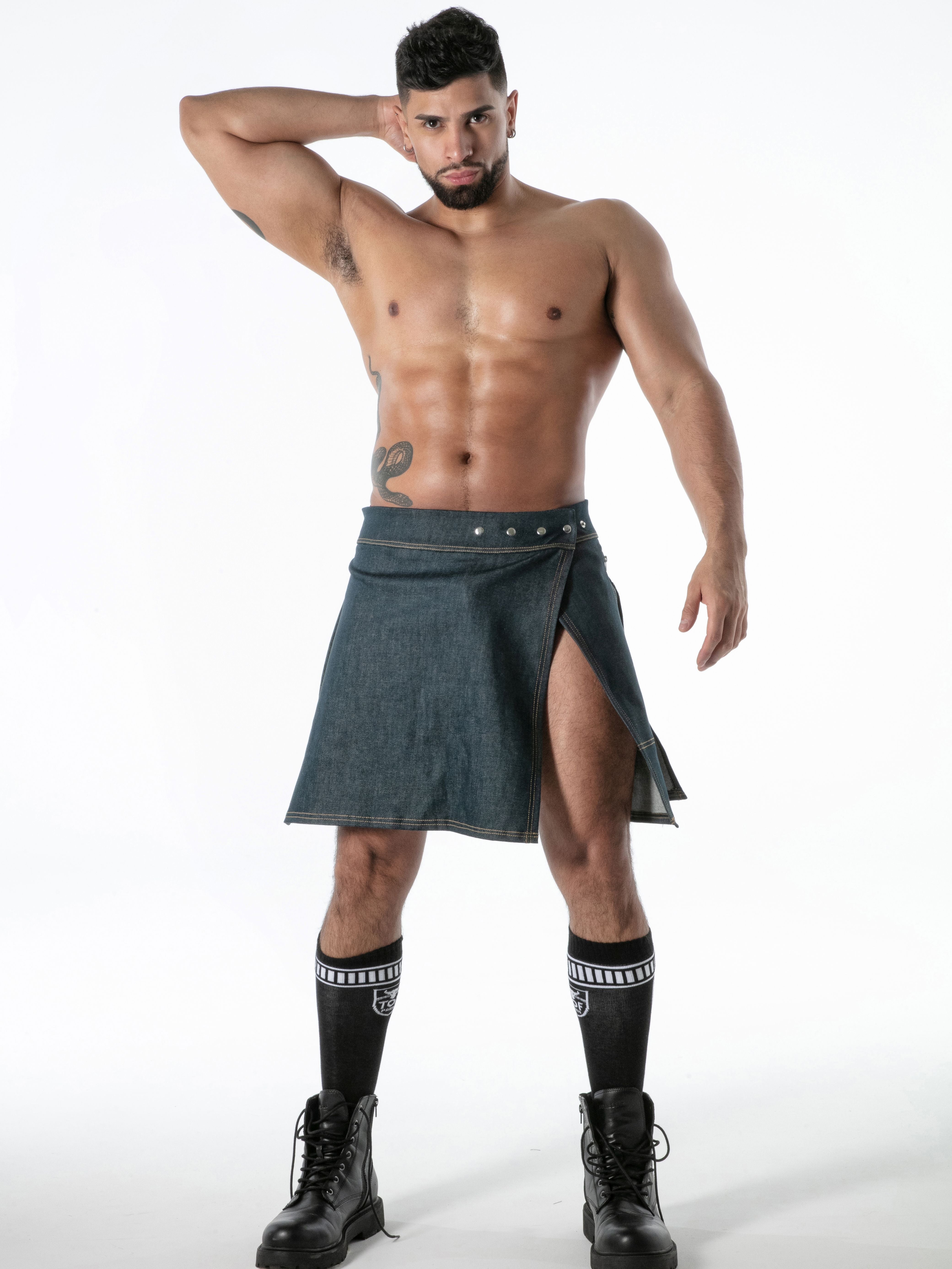 Raw Denim Zip Kilt, Jeans Rocks