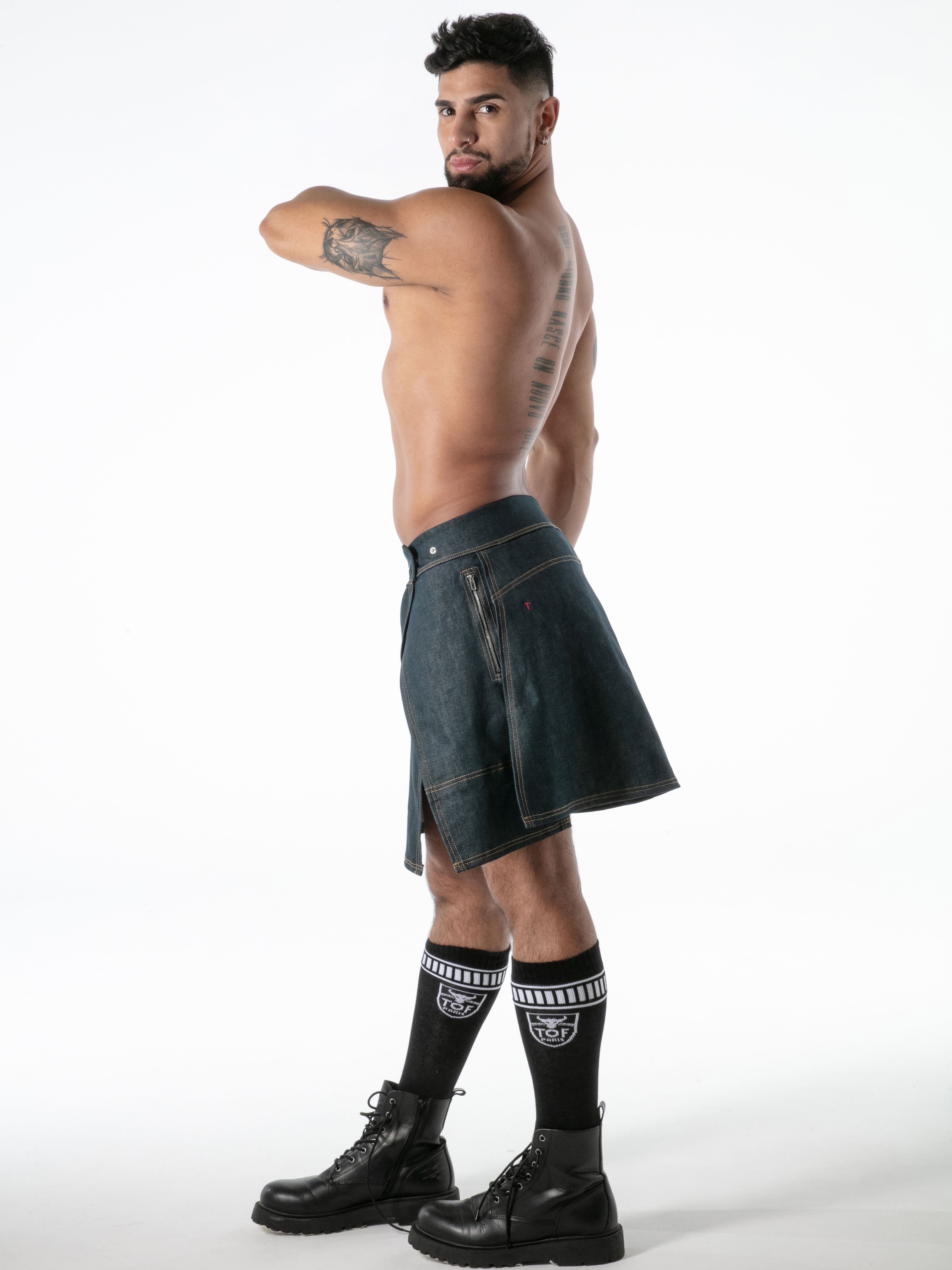 Raw Denim Zip Kilt, Jeans Rocks