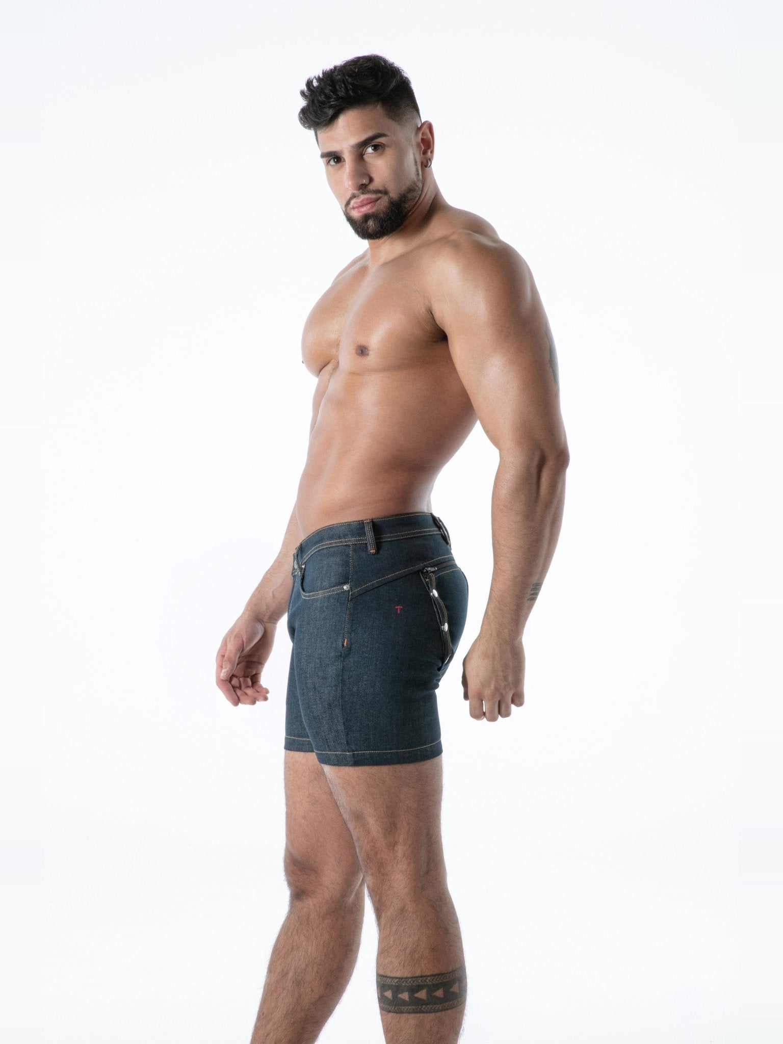 Raw Denim Backless Shorts, kurze Jeanshose - TOF Paris - Shop Deutschland Noodosz