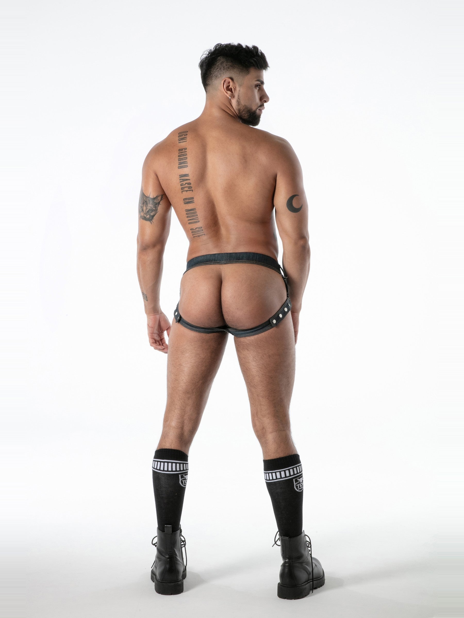 Raw Denim Ful Zip Jock Brief, Jockstrap