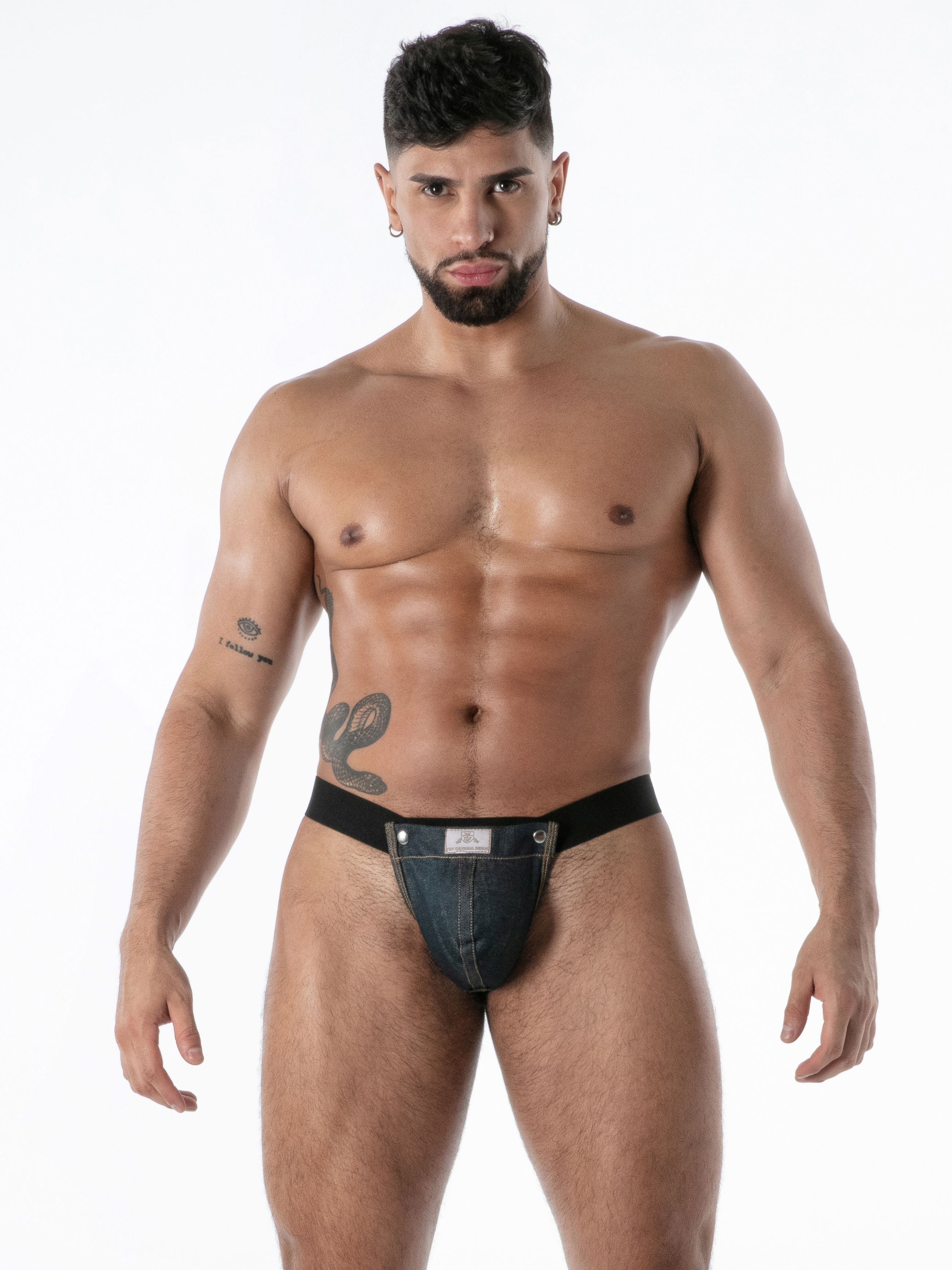 Raw Denim Snap Bulge Thong, String