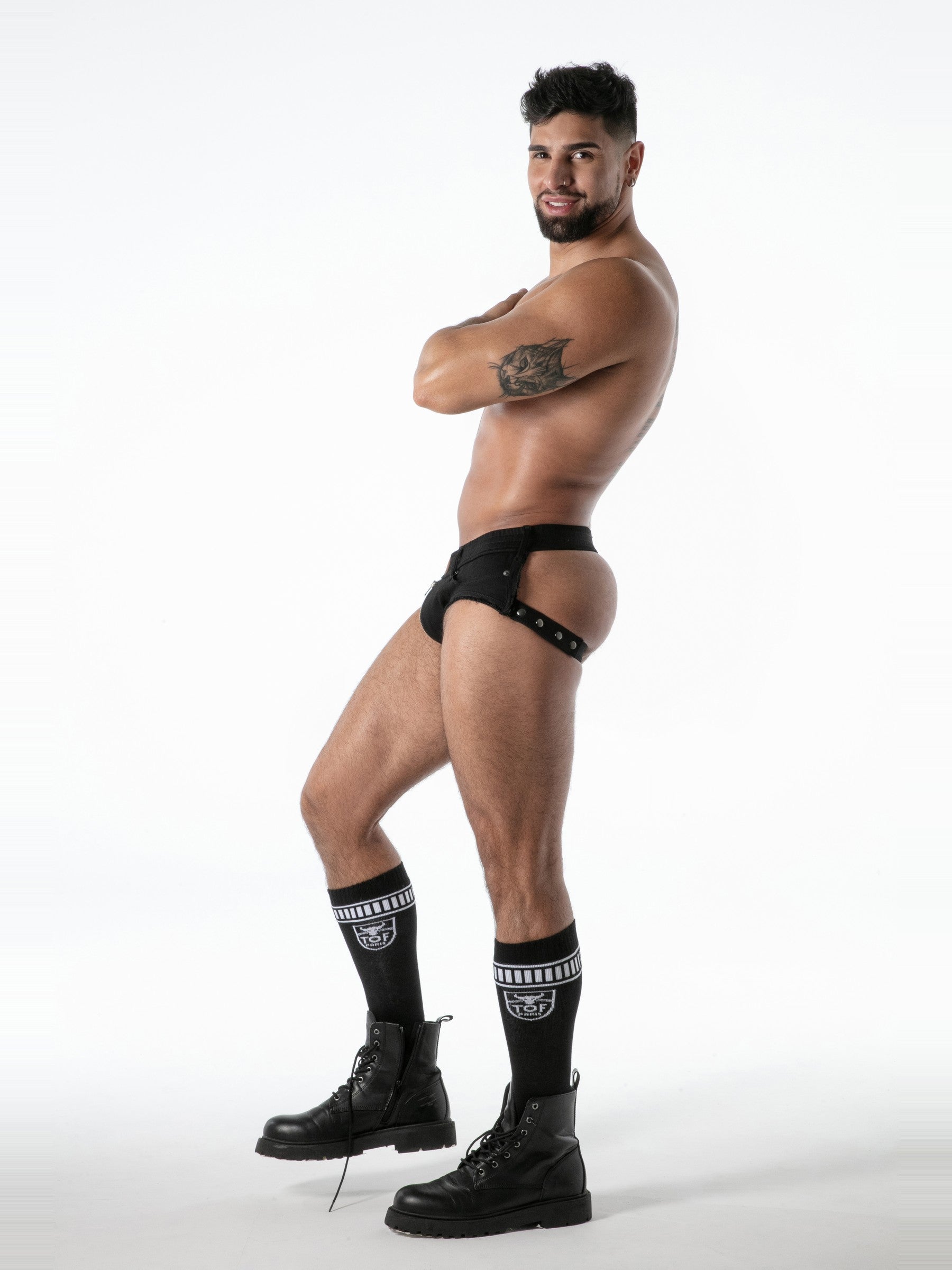 Raw Denim Ful Zip Jock Brief, Jockstrap