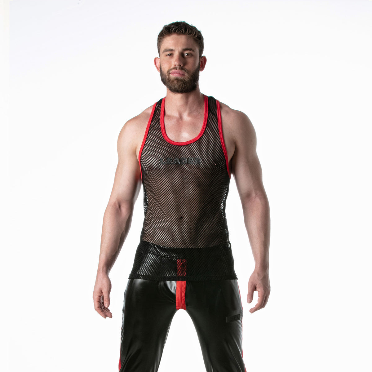 Mesh-Tanktop, schwarz mit roten Akzenten – 2