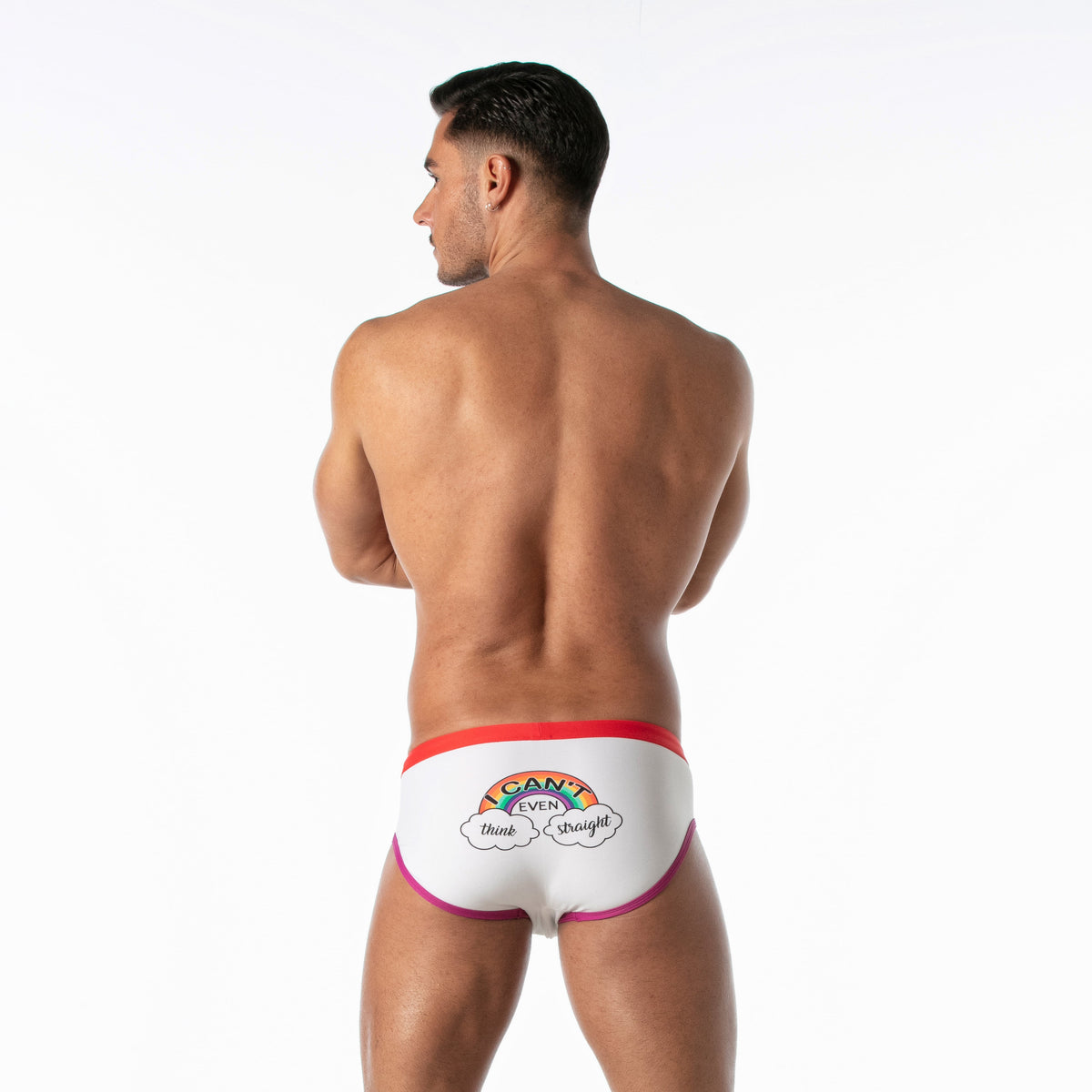 Regenbogen-Badehose, Weiß-4