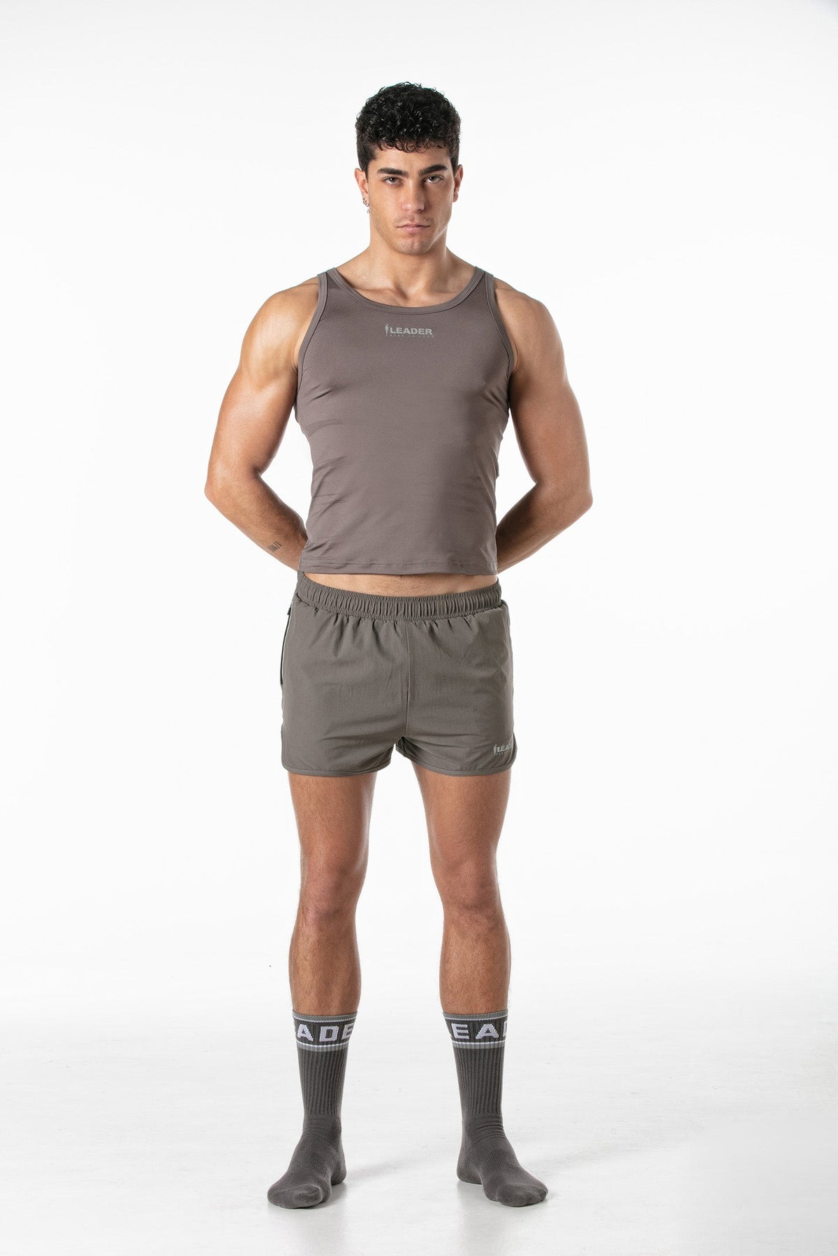 Sportliches Crop-Tanktop, Taupe-2