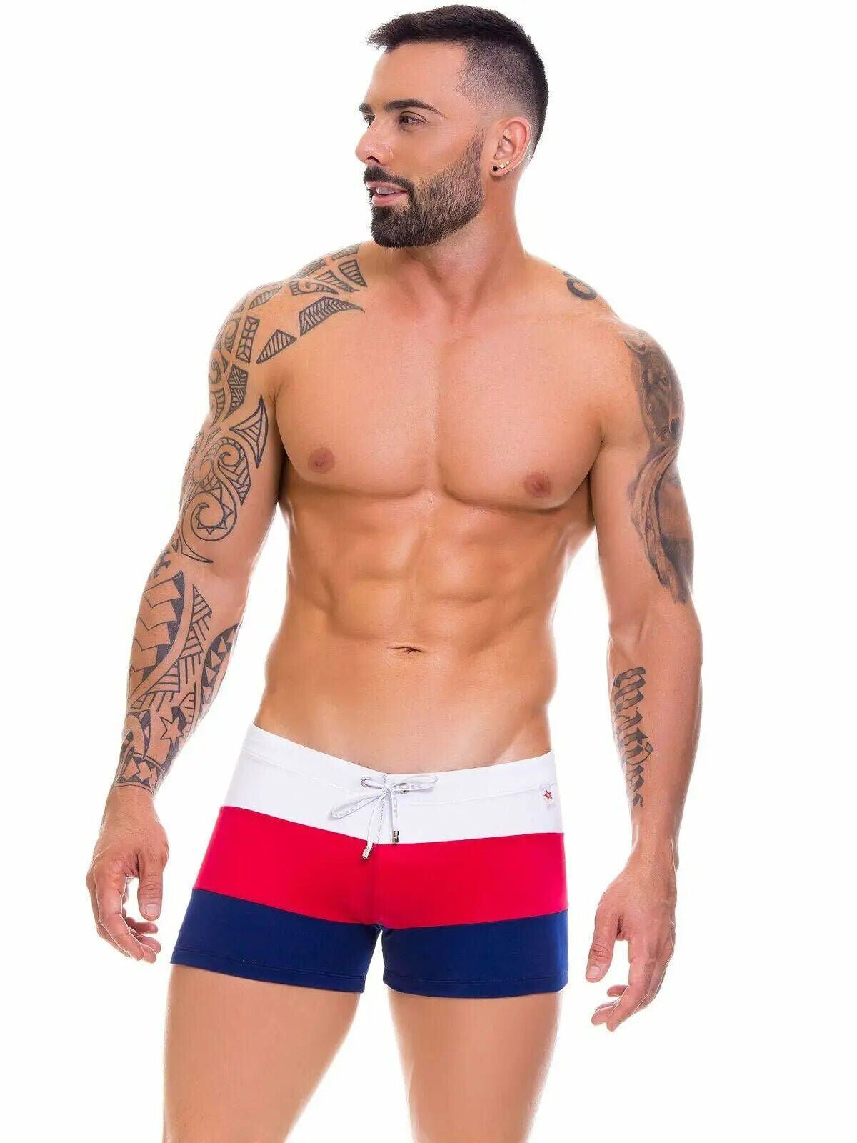 JOR 1267 TOKIO, men's swim shorts with stripes