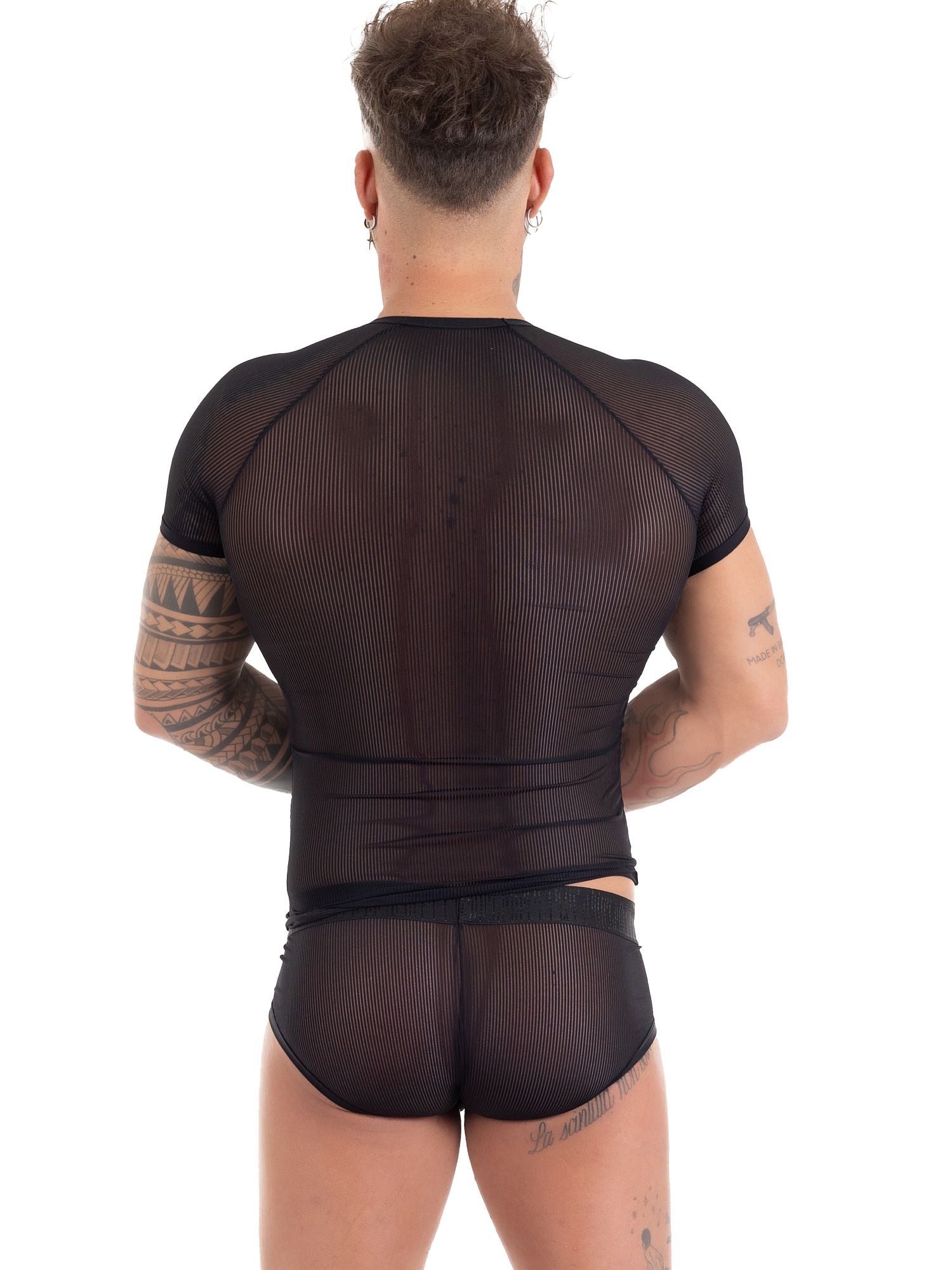 EROS VENEZIANI 7416 T-Shirt en maille filet pour hommes, maillot de corps, fête Gogo 