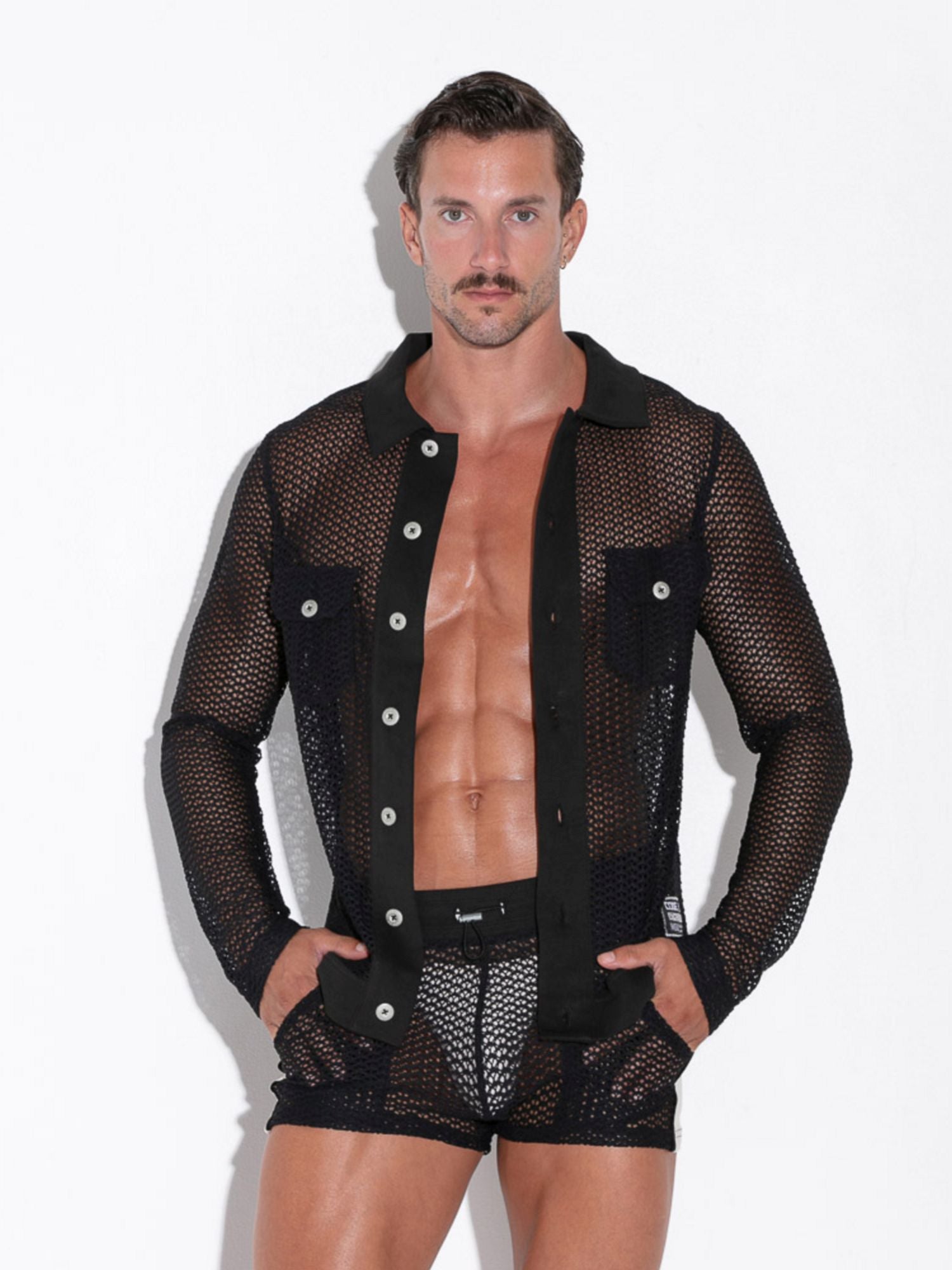 CODE 22 Openwork Jacquard Mesh Club Shirt 9739 Code 22 Kleidung & Accessoires:Herren:Herrenmode:Shirts & Hemden:Freizeithemden & Shirts nudosz.myshopify.com