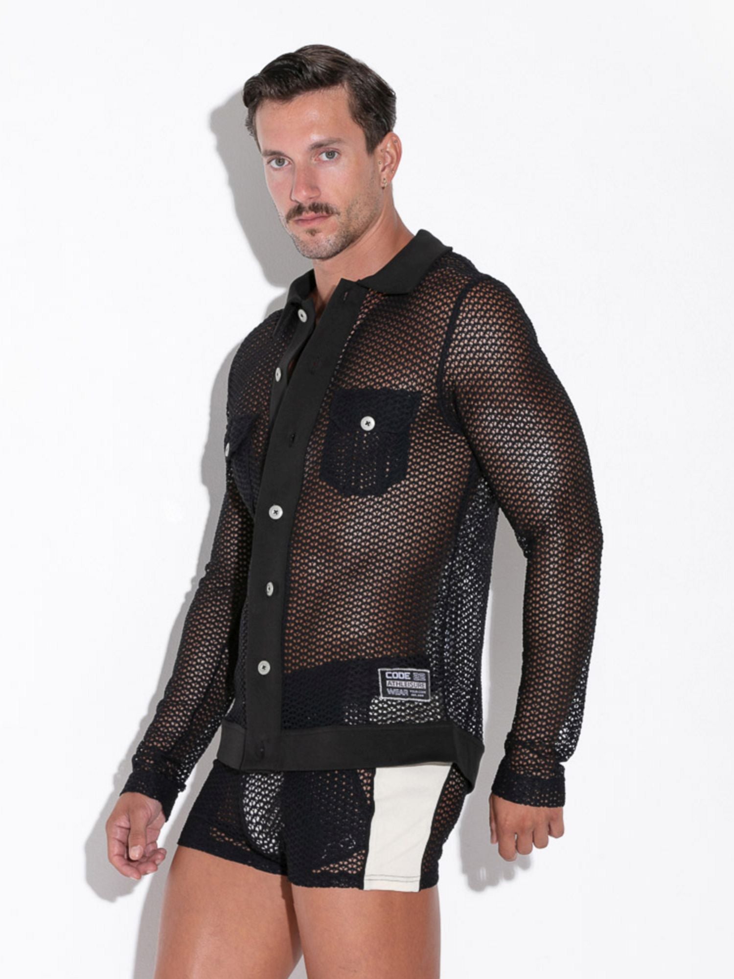 CODE 22 Openwork Jacquard Mesh Club Shirt 9739 Code 22 Kleidung & Accessoires:Herren:Herrenmode:Shirts & Hemden:Freizeithemden & Shirts nudosz.myshopify.com